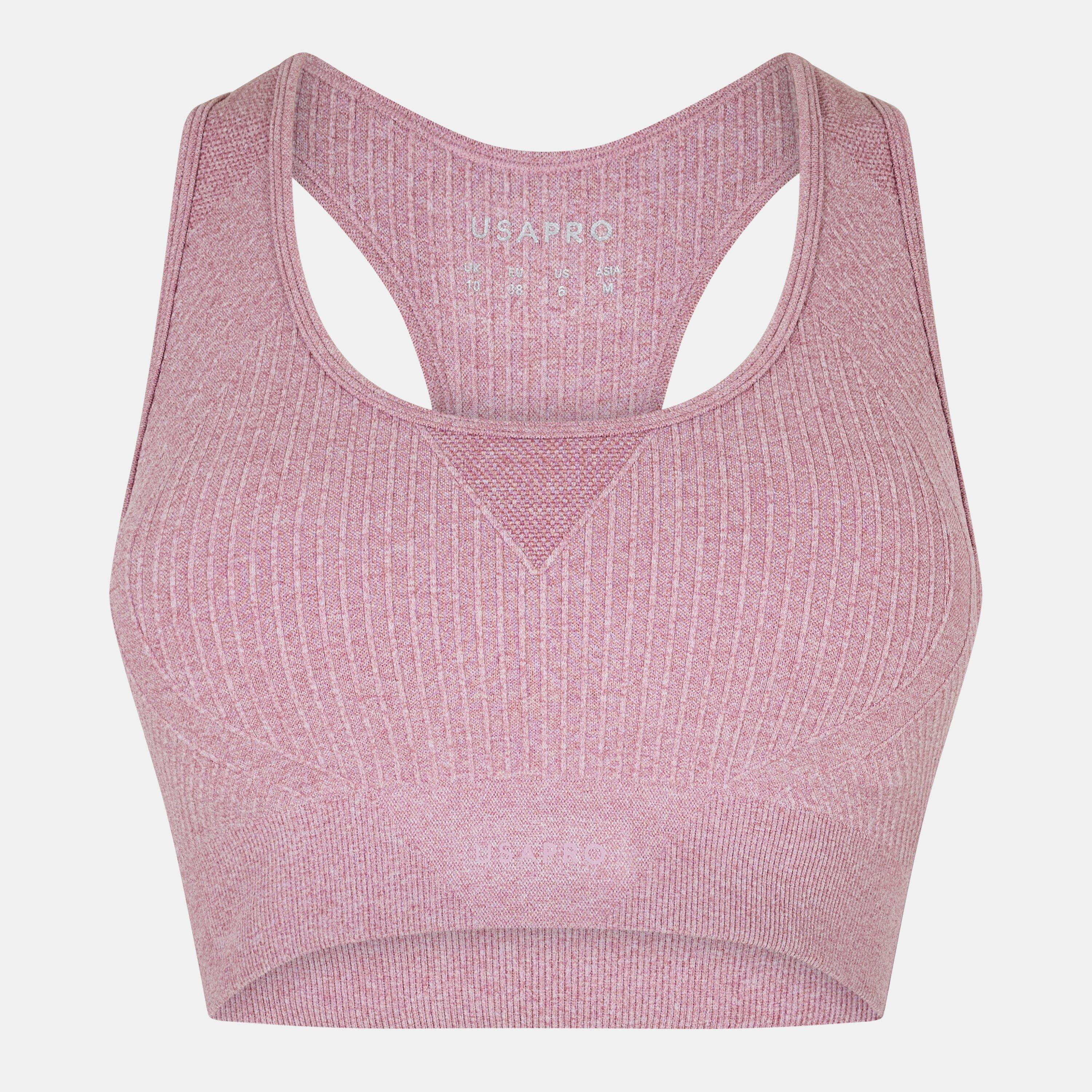 Usa Pro Women's Up Seamless Crop Sports Bra - Light Pink - 14 (42)