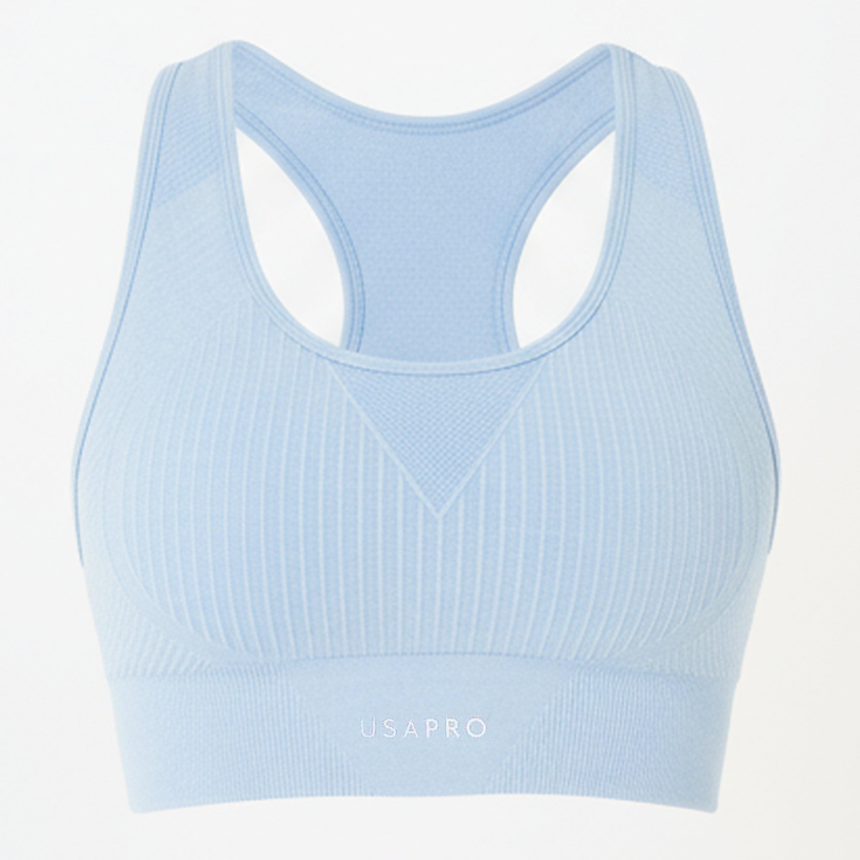 Usa Pro Women's Up Seamless Crop Sports Bra - Brunera Blue - 18 (46)
