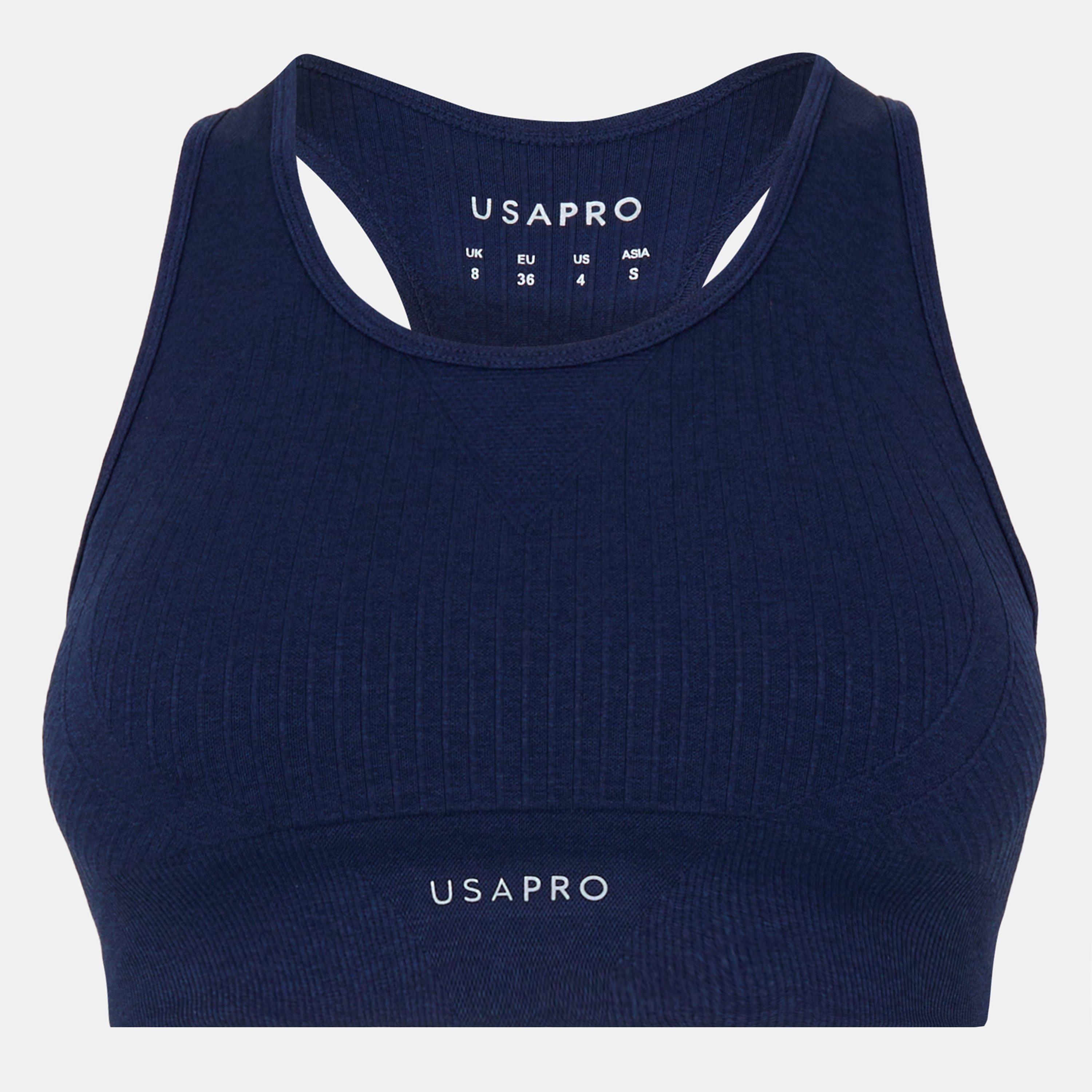 Usa Pro Women's Up Seamless Crop Sports Bra - Navy - 6 (34)