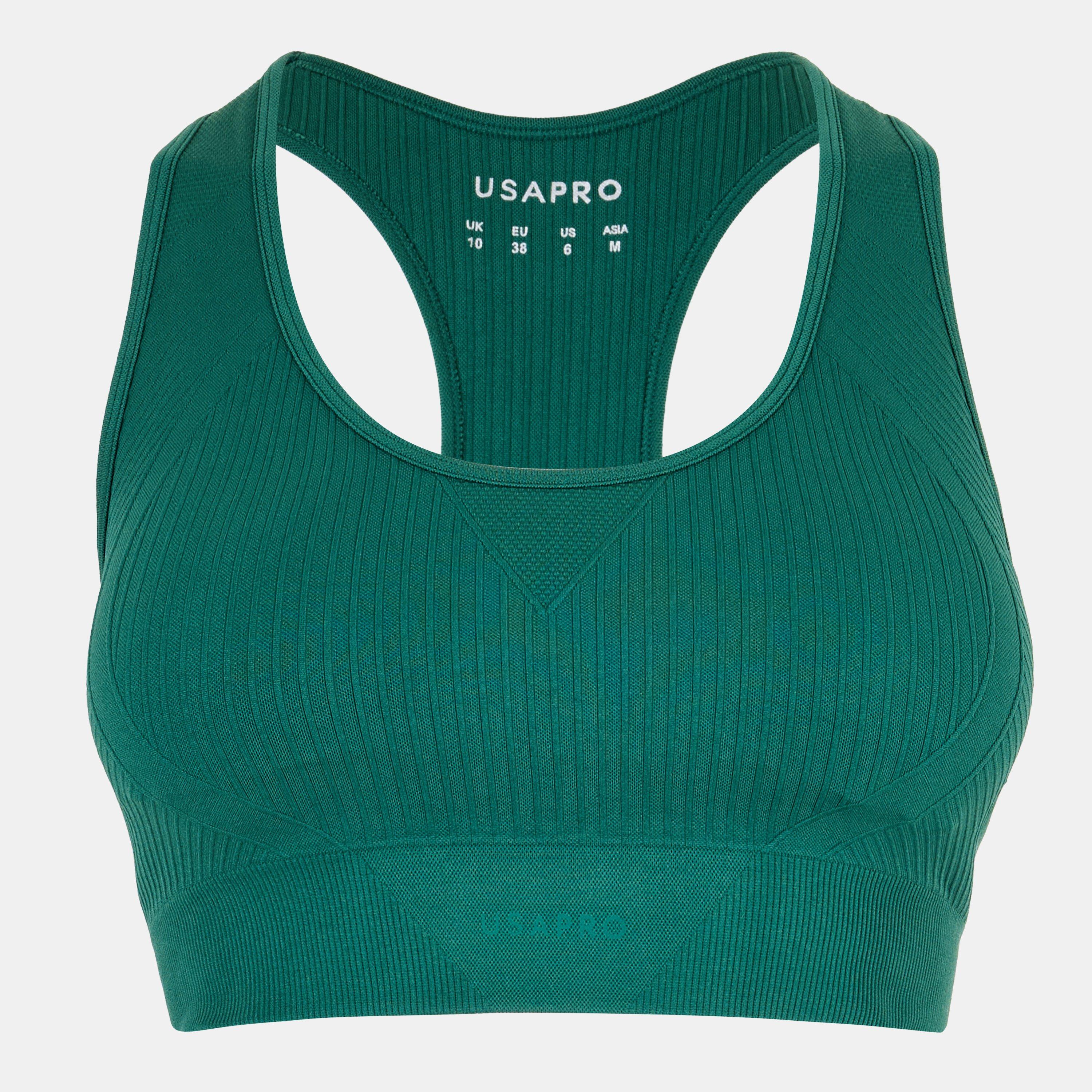 Usa Pro Women's Up Seamless Crop Sports Bra - Forest Green - 10 (38)