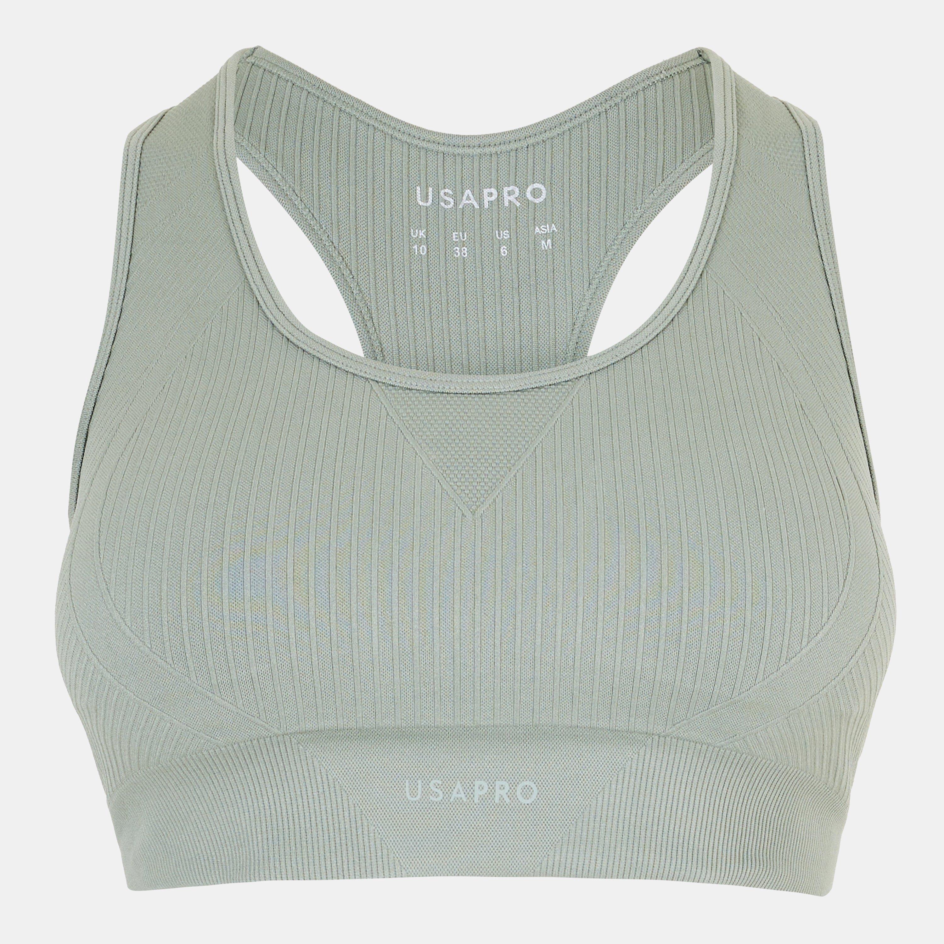 Usa Pro Women's Up Seamless Crop Sports Bra - Sage - 14 (42)