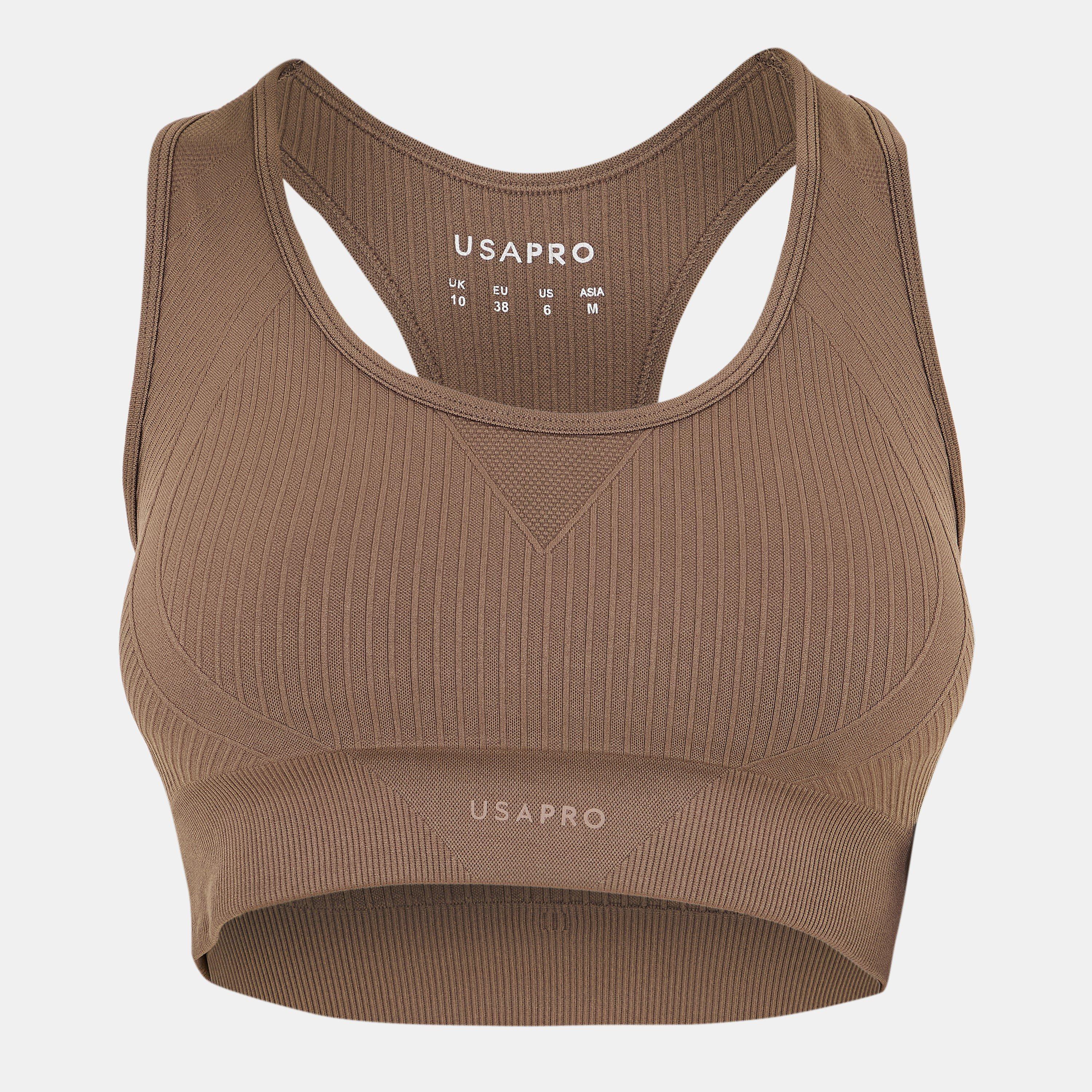 Usa Pro Women's Up Seamless Crop Sports Bra - Dusky Mocha - 10 (38)