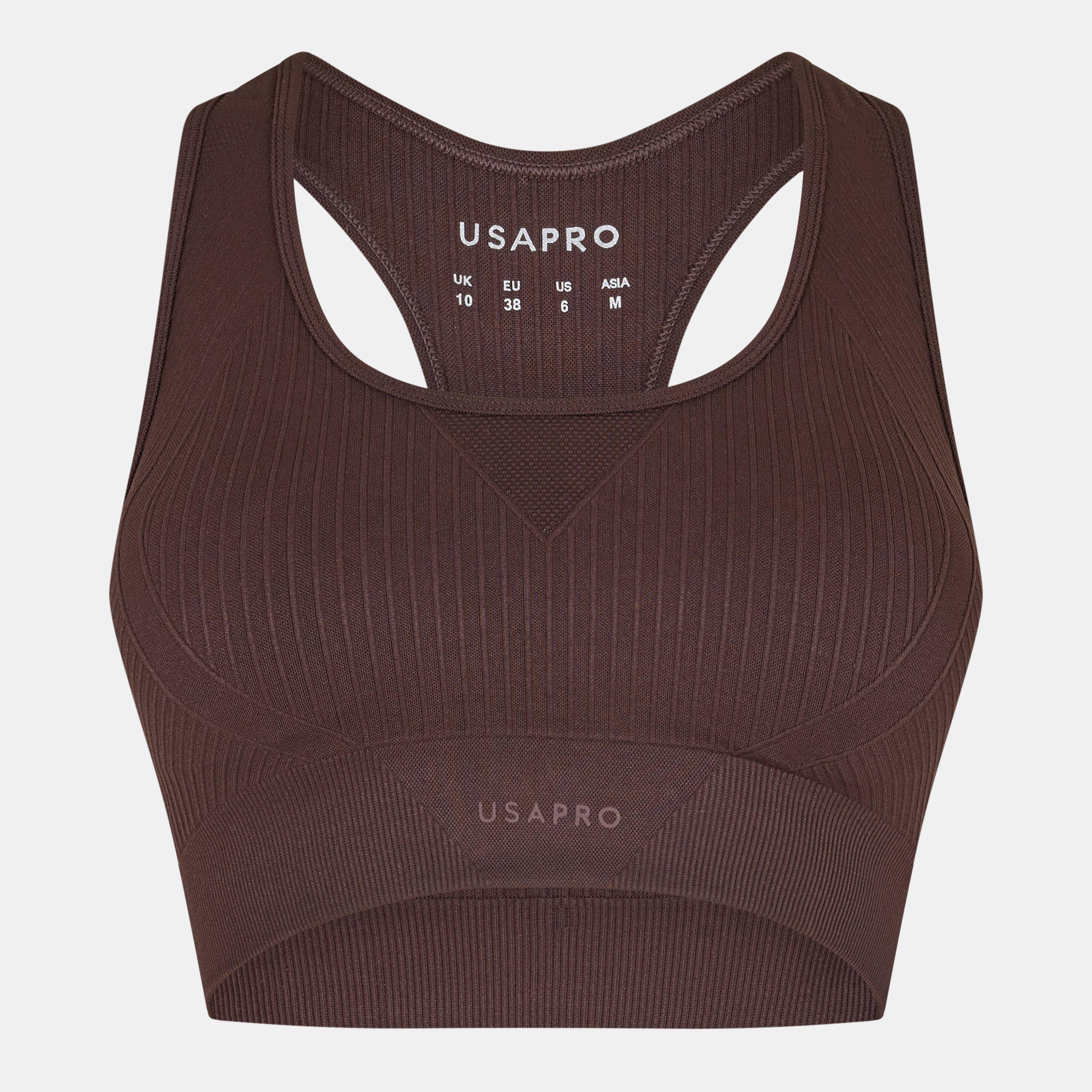 Usa Pro Women's Up Seamless Crop Sports Bra - Espresso - 16 (44)