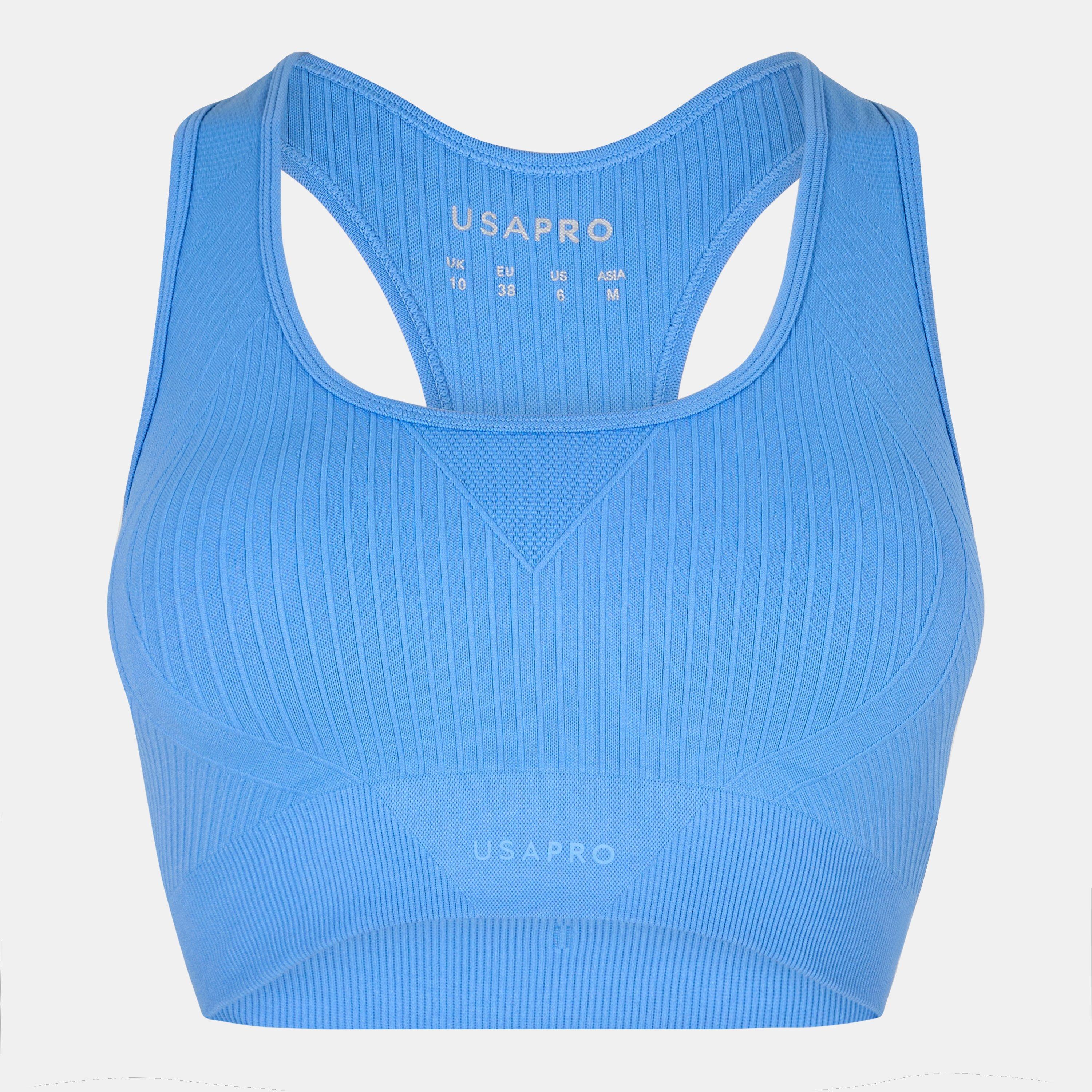 Usa Pro Women's Up Seamless Crop Sports Bra - Bluebell - 14 (42)