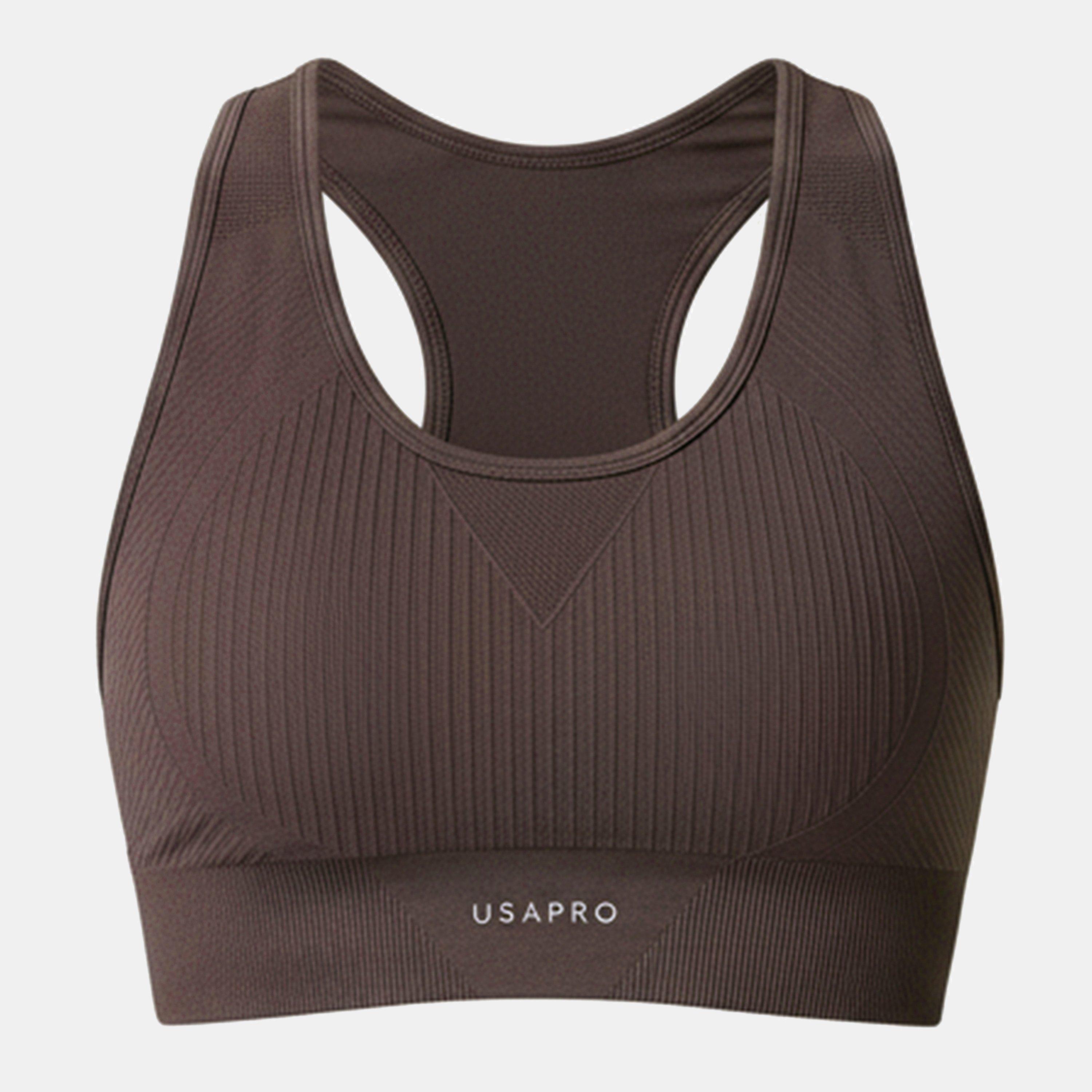 Usa Pro Women's Up Seamless Crop Sports Bra - Espresso - 6 (34)
