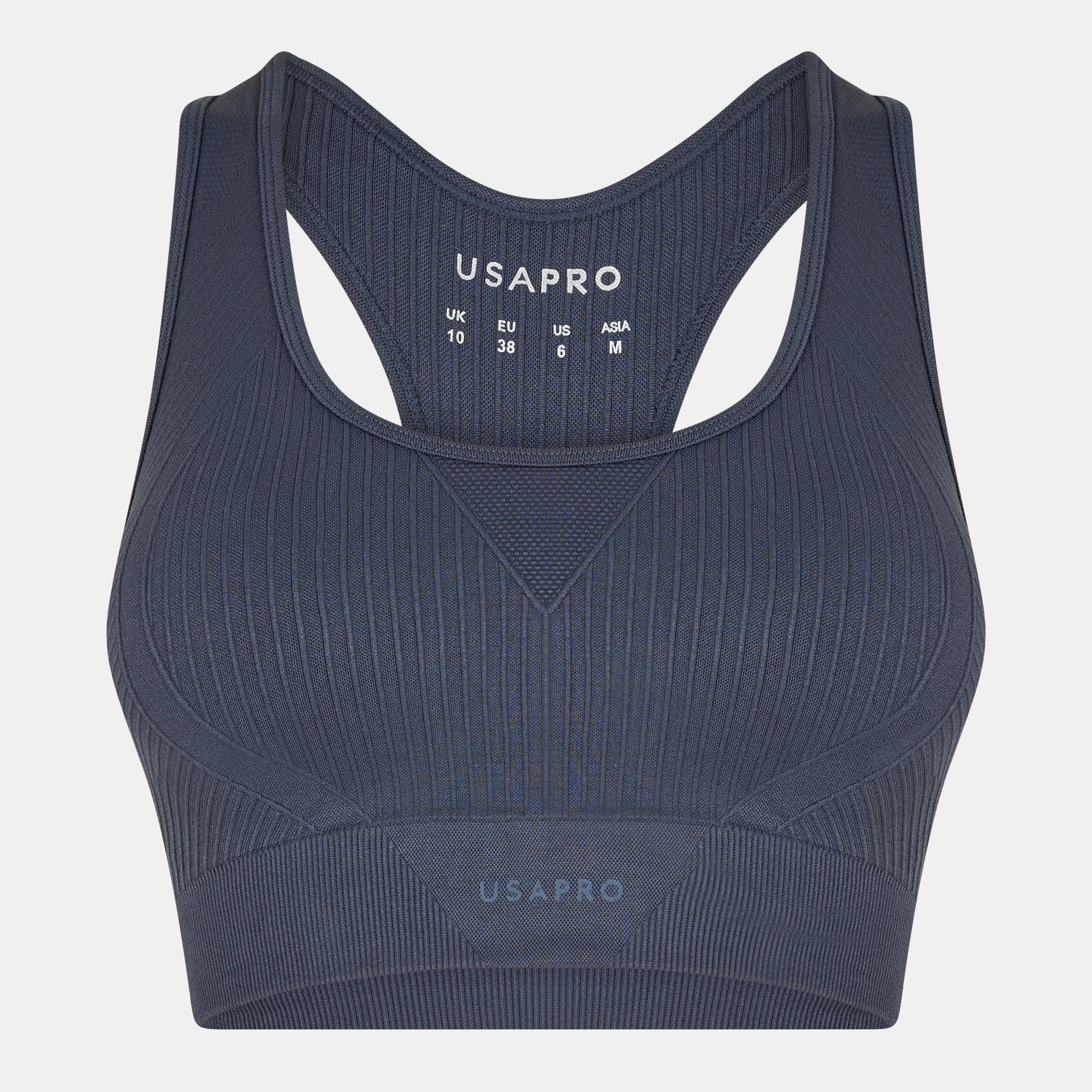 Usa Pro Women's Up Seamless Crop Sports Bra - Shark Grey - 12 (40)