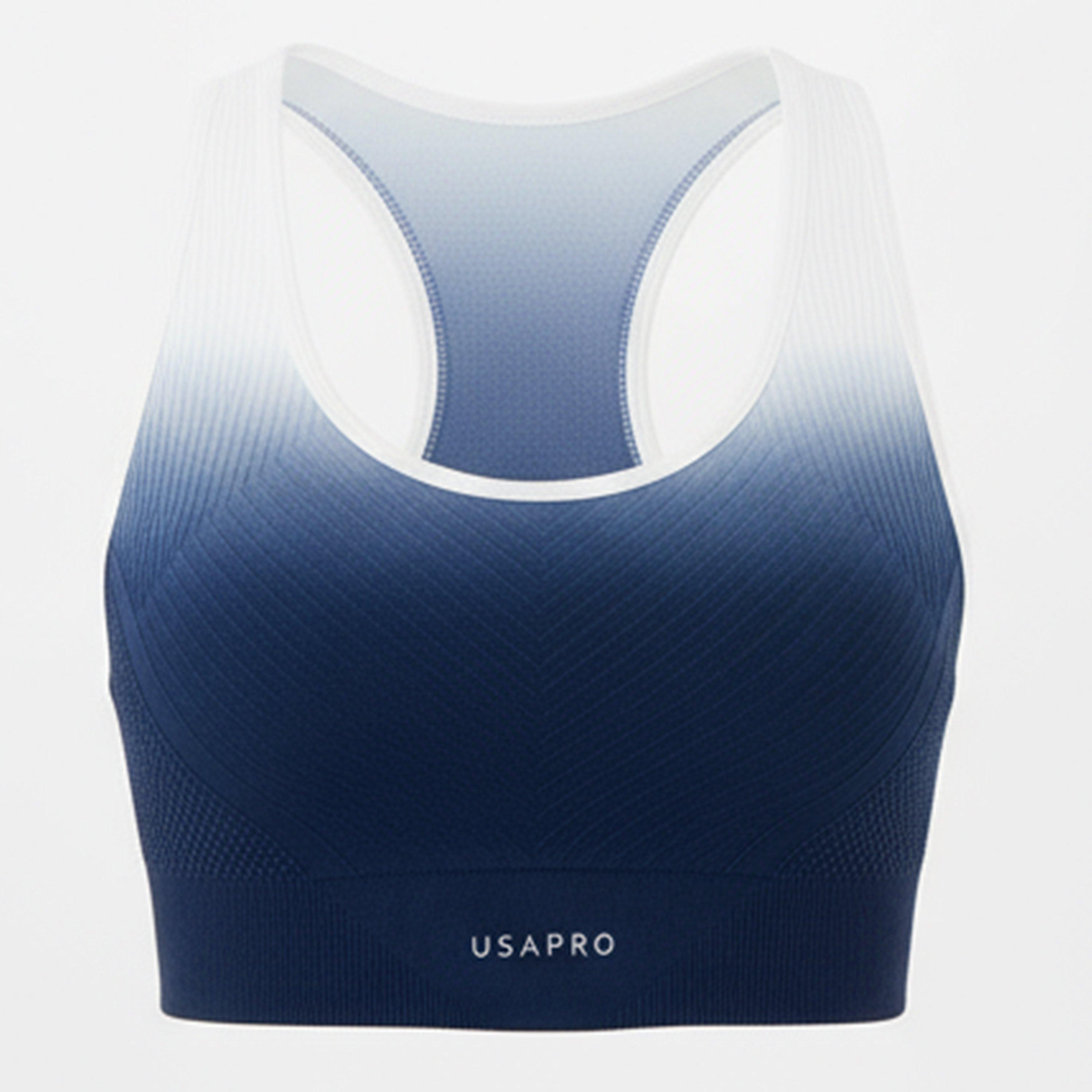 Usa Pro Women's Seamless Ombre Sports Bra - Navy/White - 14 (42)