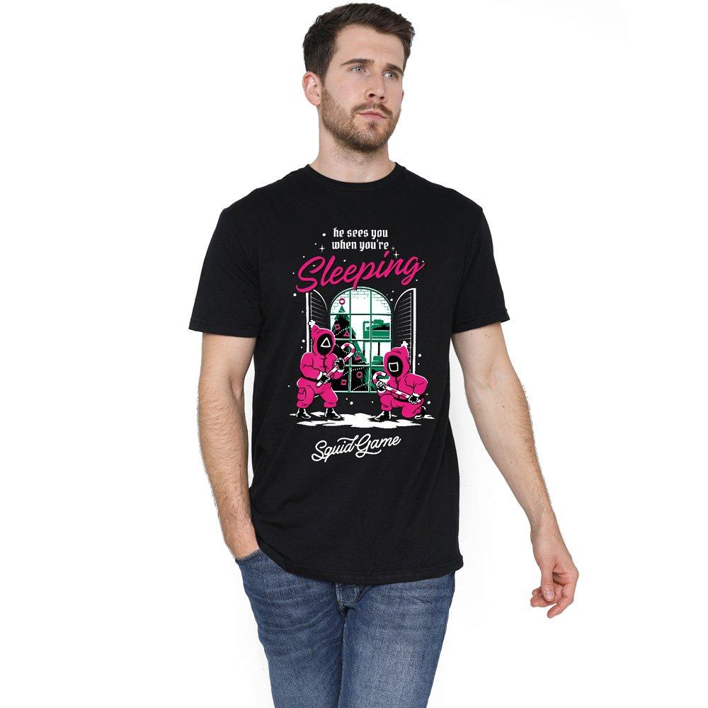 Black - Squid Game - Squid Game He Sees You When YouRe Sleeping Mens T - 1