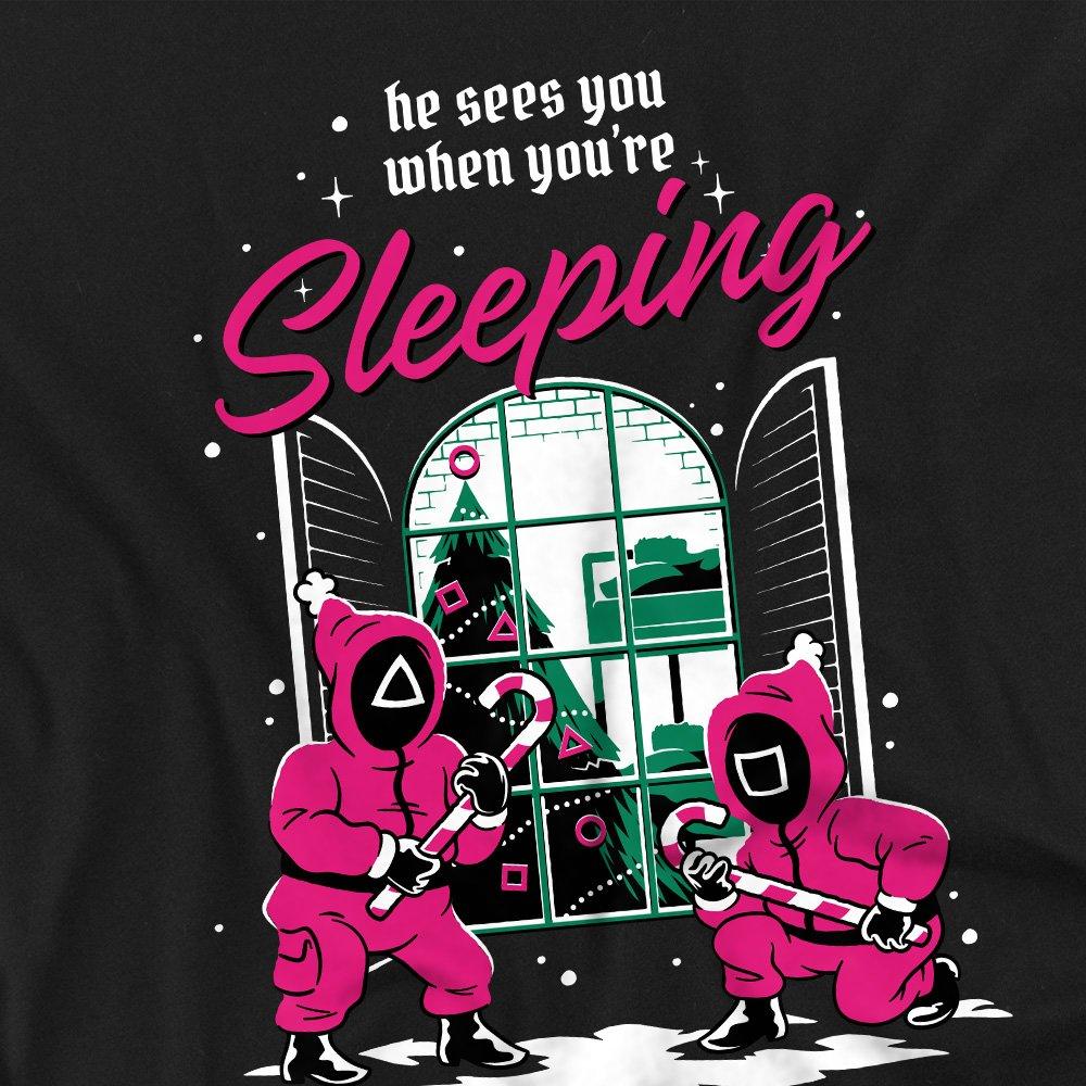 Black - Squid Game - Squid Game He Sees You When YouRe Sleeping Mens T - 2
