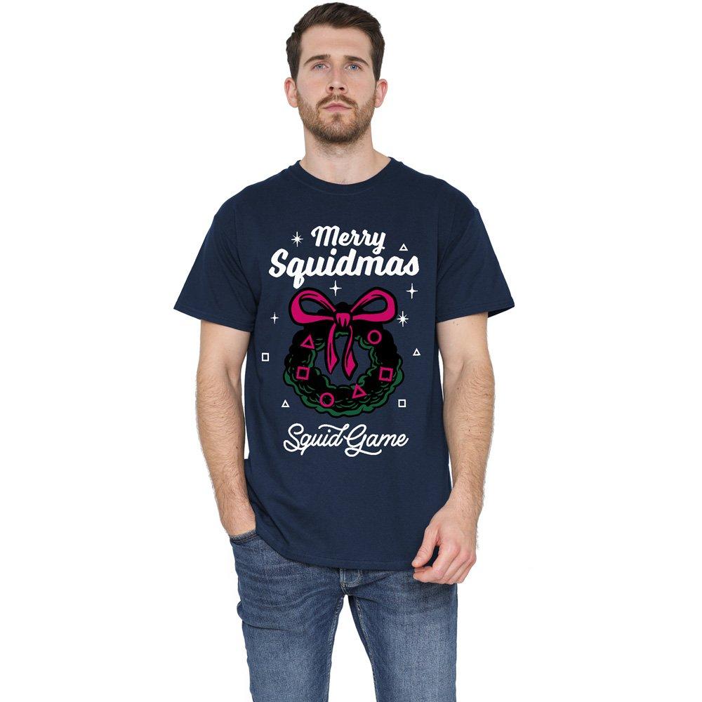 Navy - Squid Game - Squid Game Merry Squidmas Wreath Mens T-Shirt Navy - 1