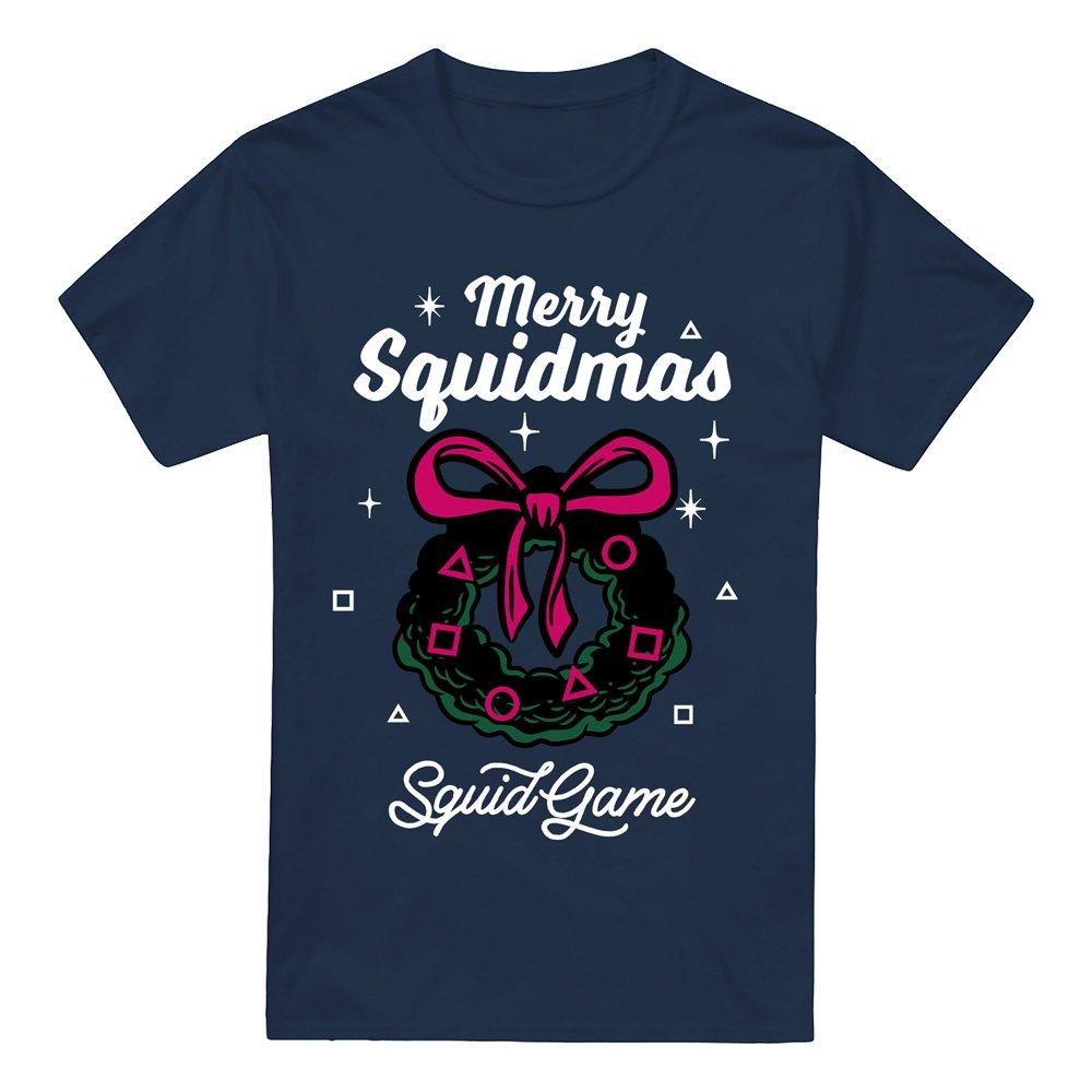 Navy - Squid Game - Squid Game Merry Squidmas Wreath Mens T-Shirt Navy - 4
