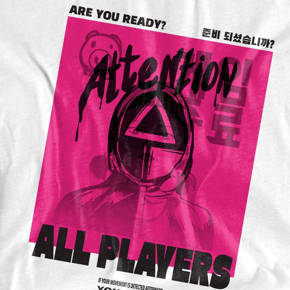 White - Squid Game - SQUID GAME ATTENTION GUARD Long Sleeve T-Shirt Wh - 2