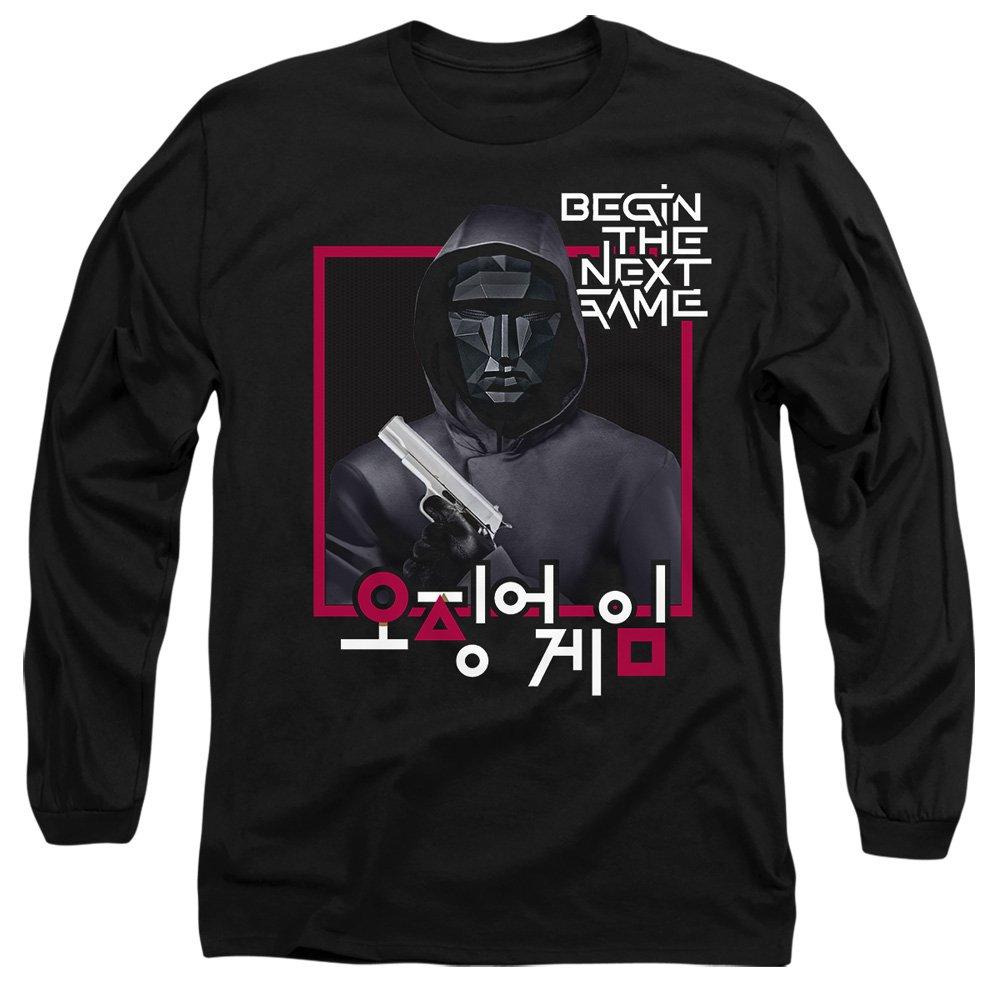 Black - Squid Game - SQUID GAME FRONT MAN KOREAN LOGO Long Sleeve T-Shi - 1