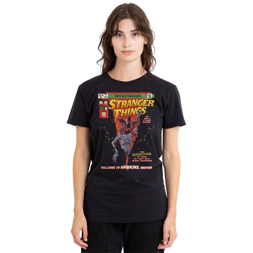 Black - Stranger Things - Stranger Things Welcome To Hawkins Comics Ladies T - 1