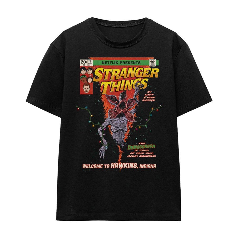 Black - Stranger Things - Stranger Things Welcome To Hawkins Comics Ladies T - 4