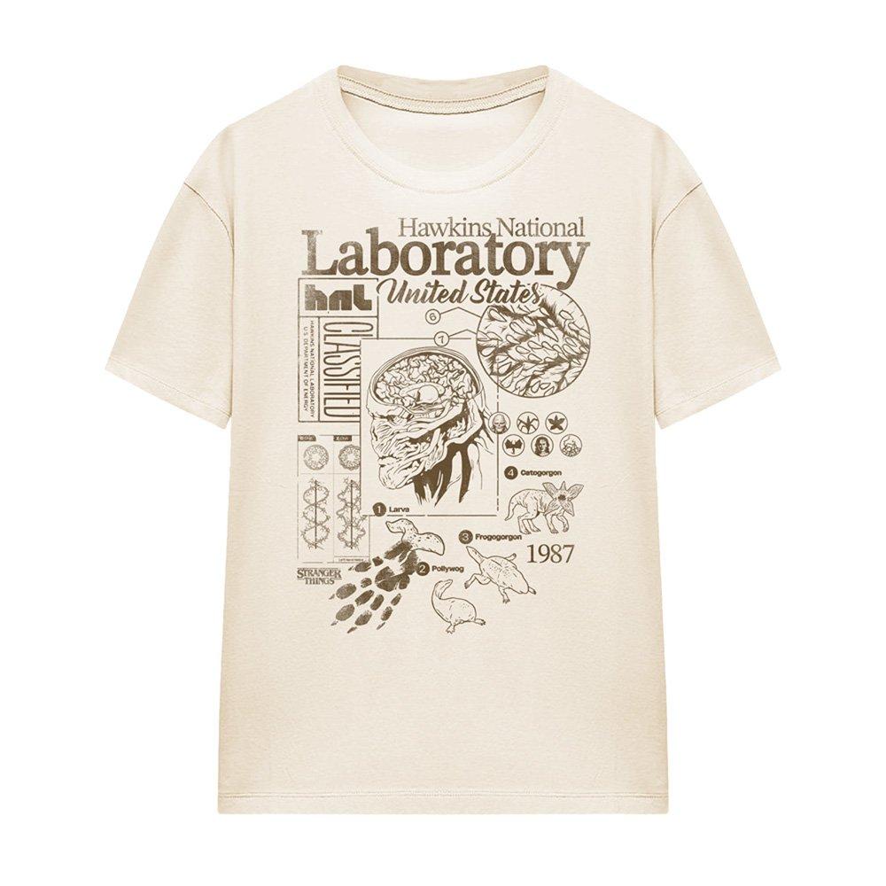 Beige - Stranger Things - Stranger Things Hawkins Lab Mono T-Shirt Natural - 4