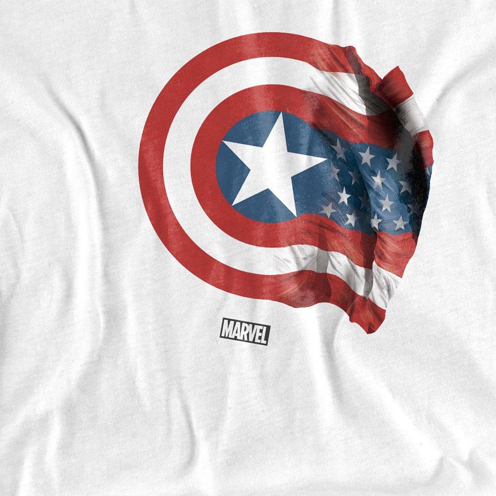 White - Captain America - Marvel Captain America Shield Flag Mens T-Shirt Wh - 2