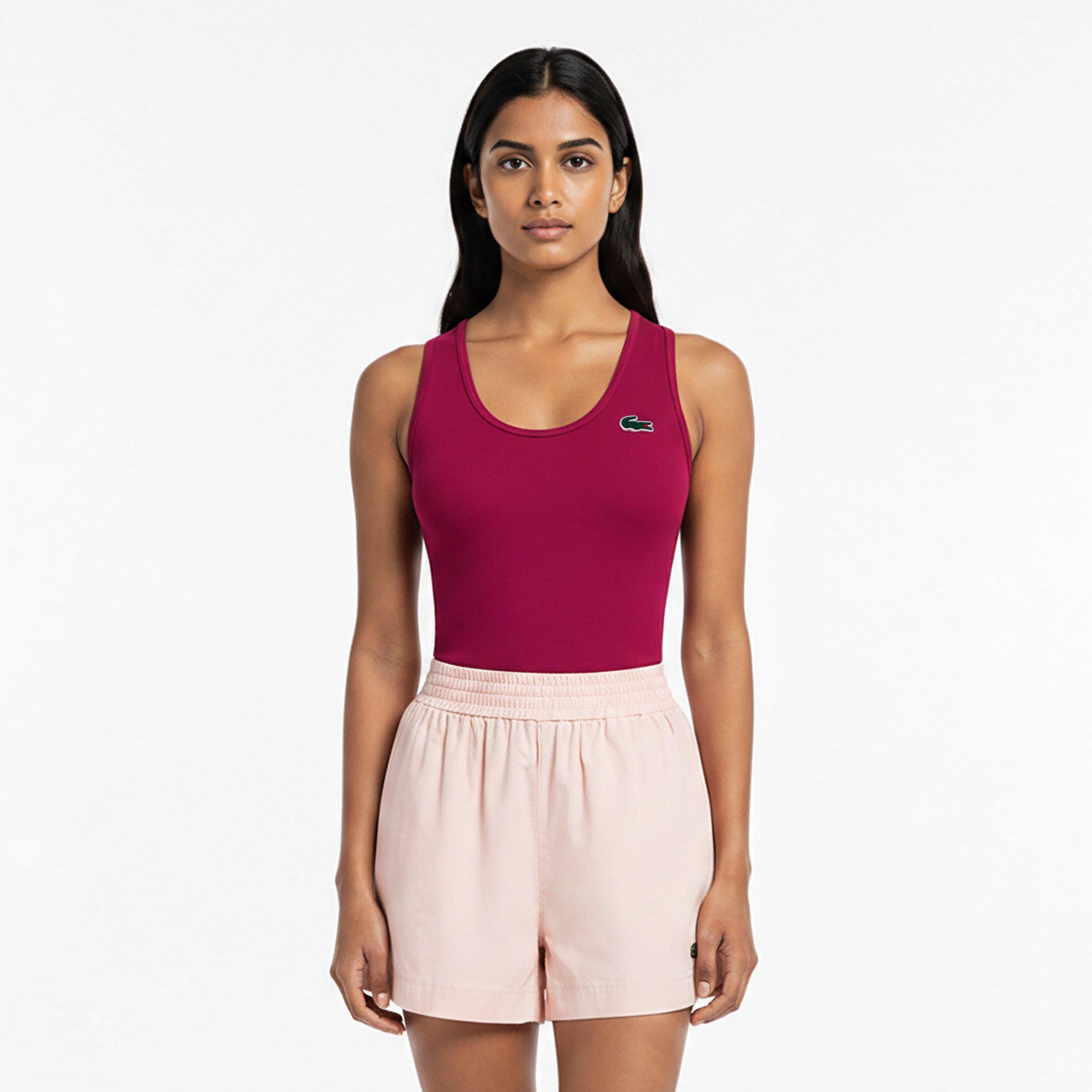 Pink - Lacoste - Women's Sleeveless Slim-Fit Gym Vest - 3