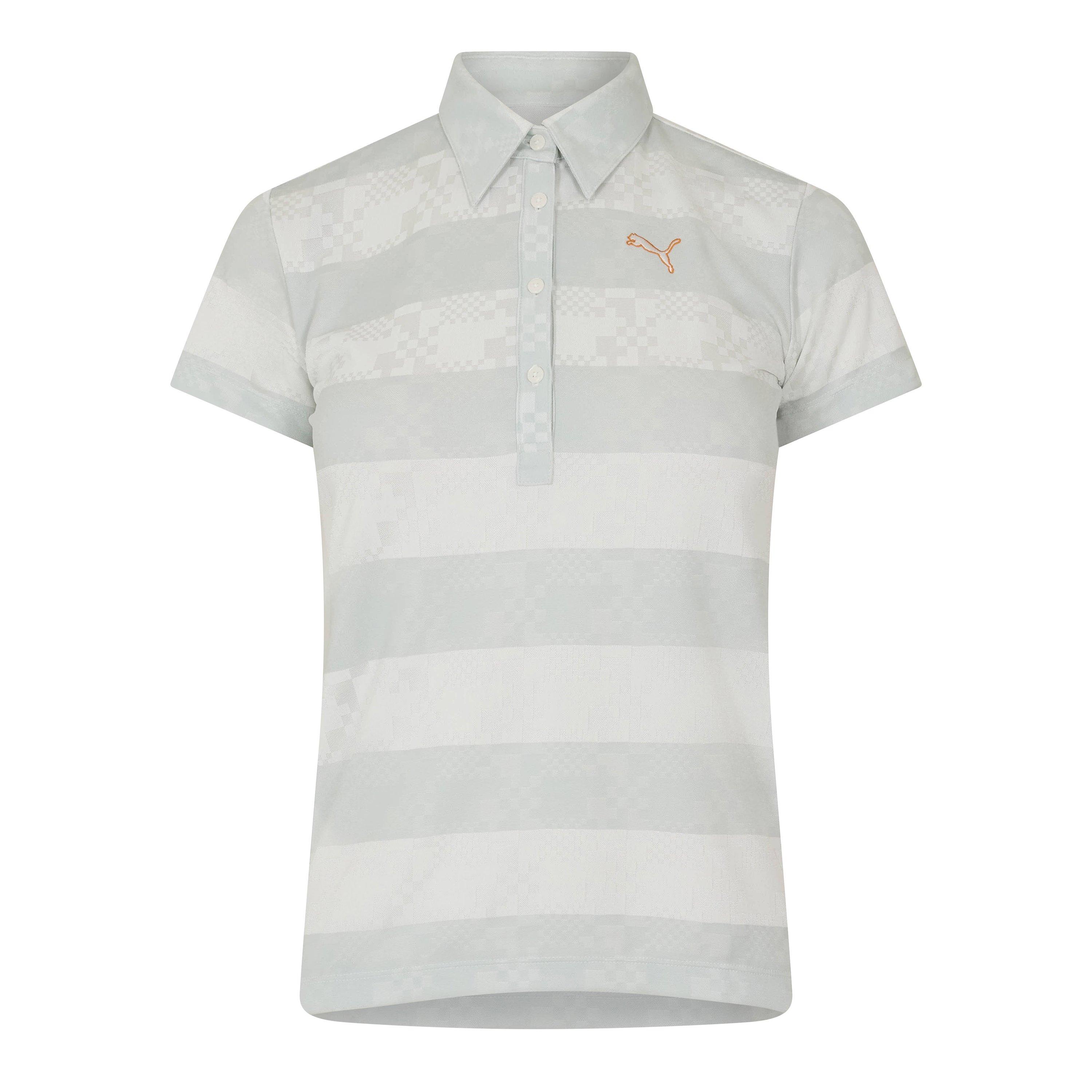 Puma Women's (9) Golf Ss Border Polo - Grey - 14 (L)