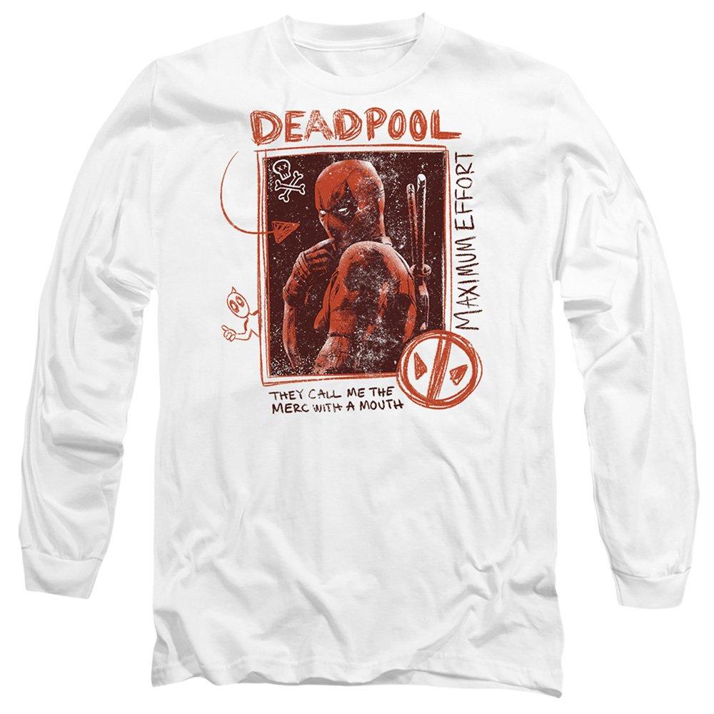 Marvel Men's Deadpool Wolverine Maximum Effort Deadpool Long Sl - White - S