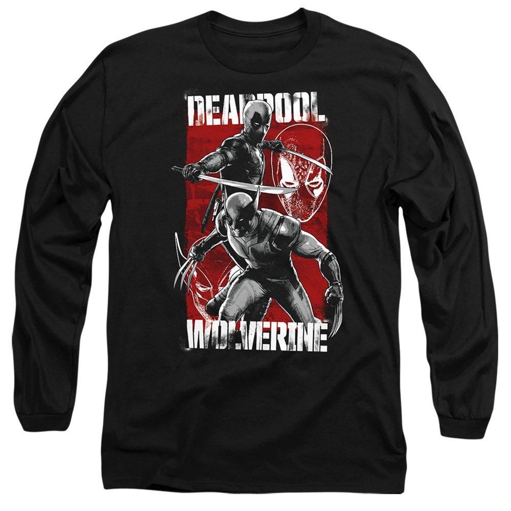Black - Marvel - Deadpool Wolverine Fight Long Sleeve T-Shirt Blac - 1