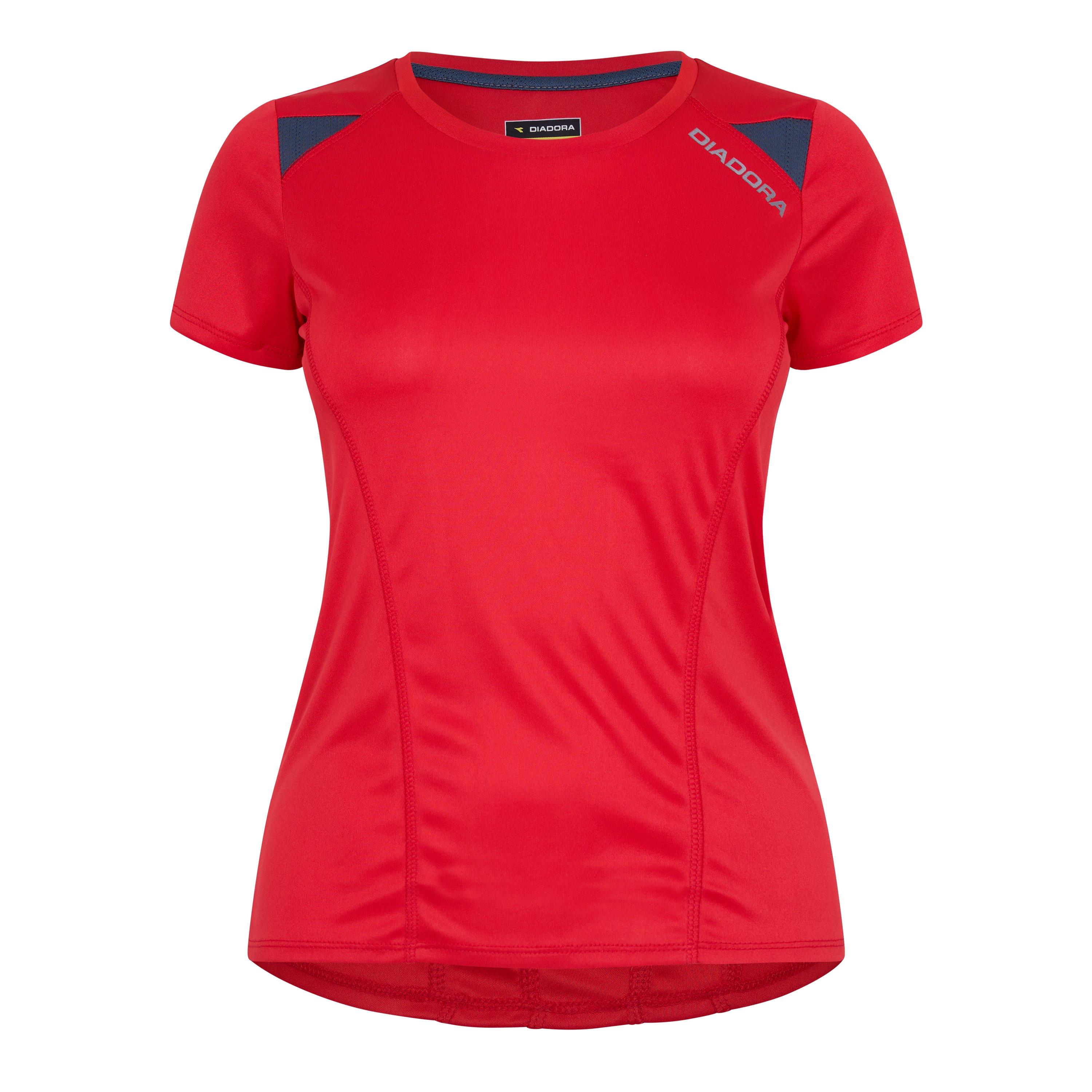 Diadora Women's Short Sleeve Performance Gym Top - Tomato Red - 8 (XS)