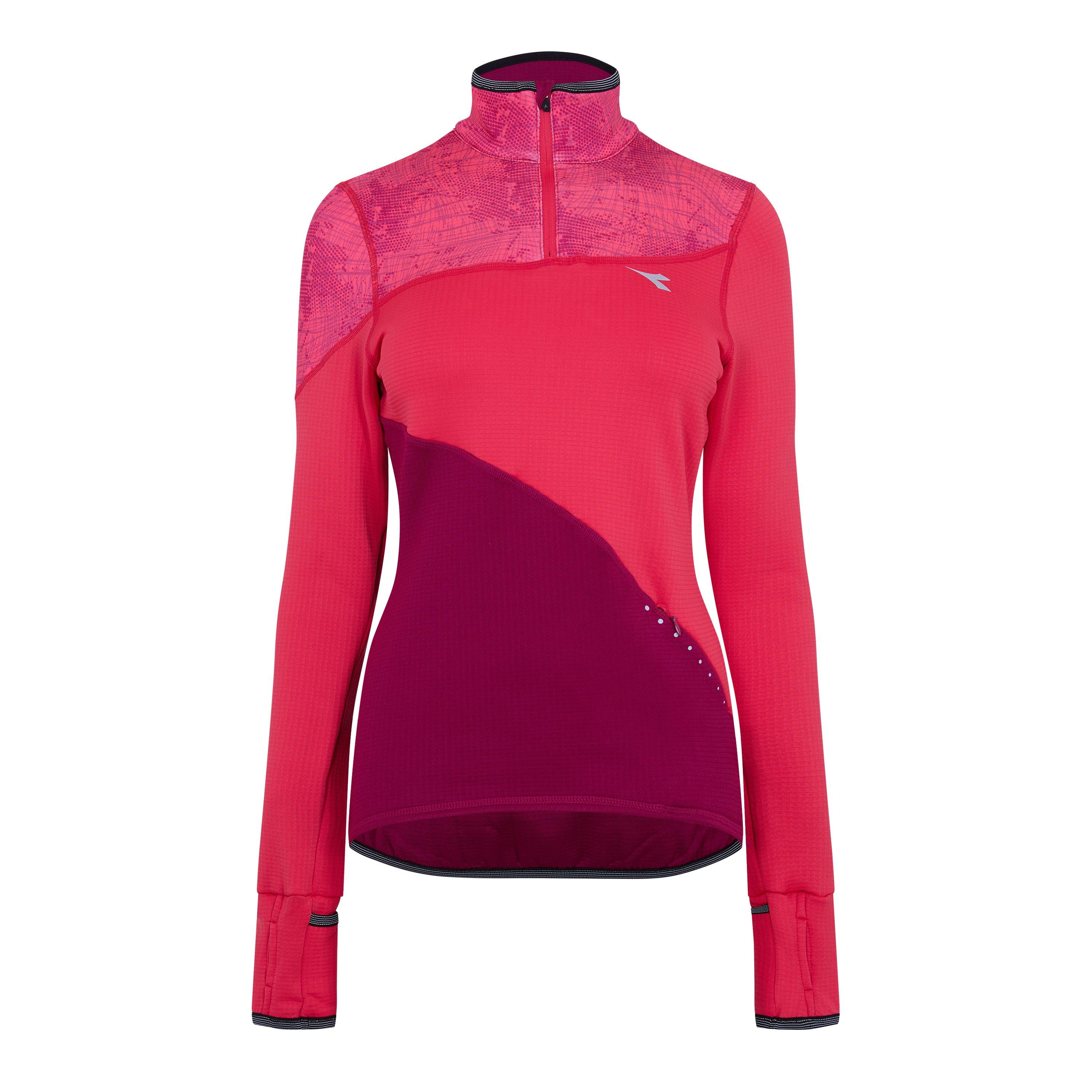 Diadora Women's Warm Up Short Sleeve Performance Gym Top - Winter Red - 14 (L)