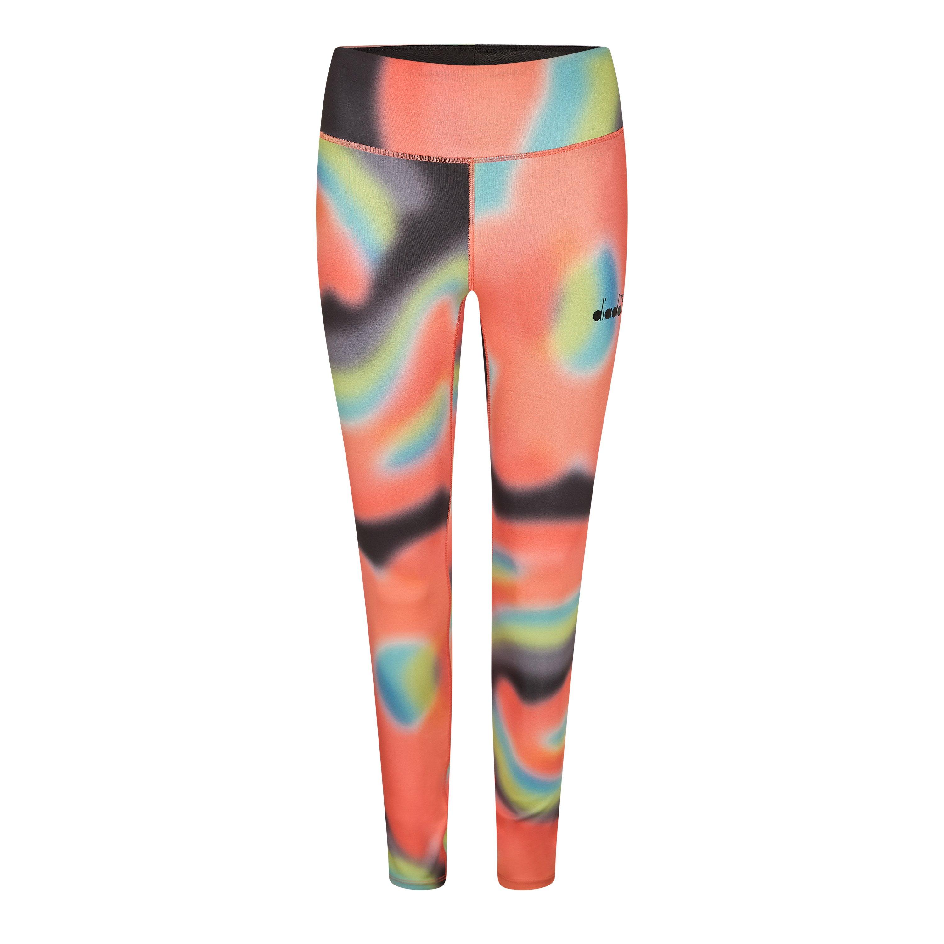 Diadora Women's Flowers Performance Gym Leggings - Blk/Coral - 12 (M)