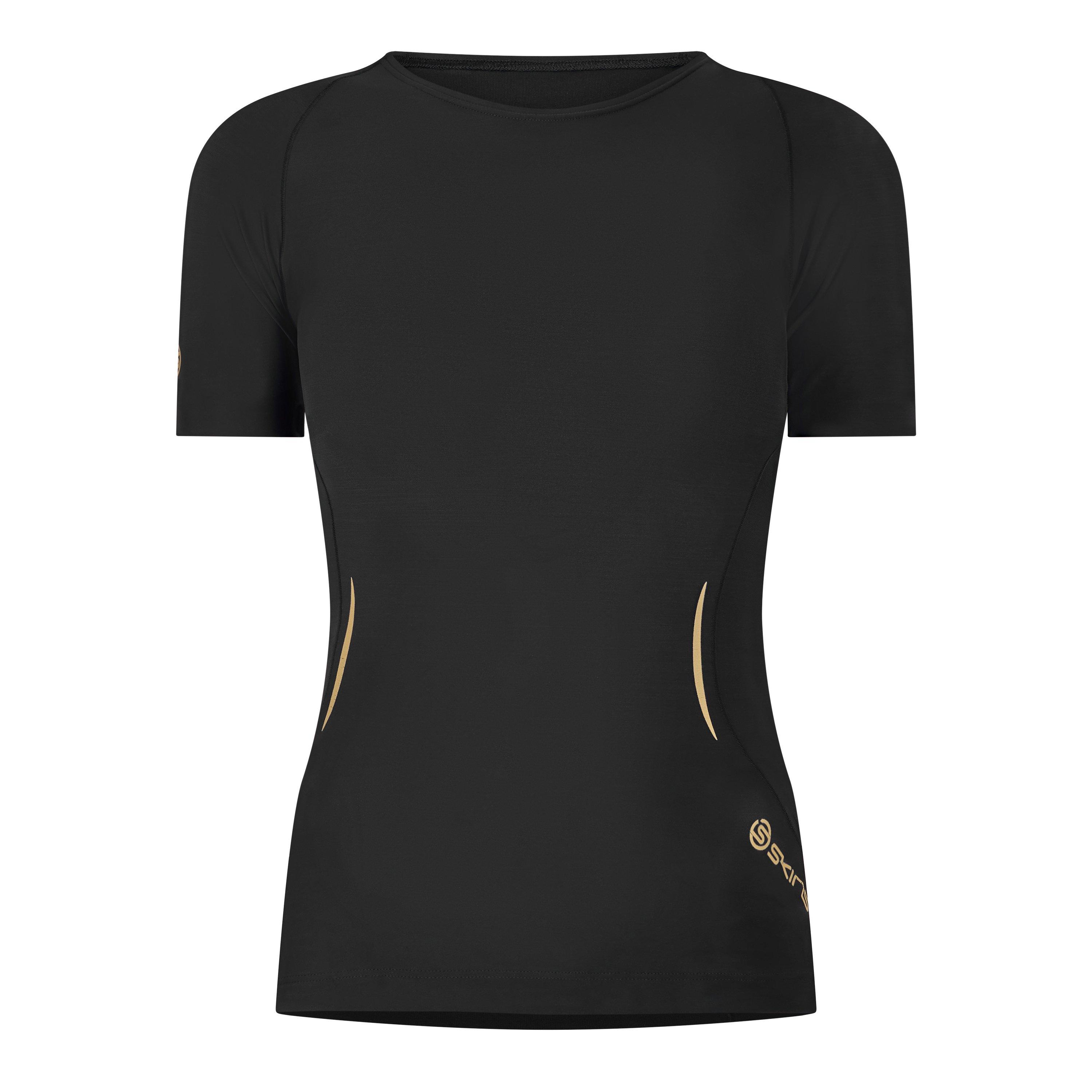 Skins Women's A400 Short Sleeve Performance Gym Top - Black - 8 (XS)