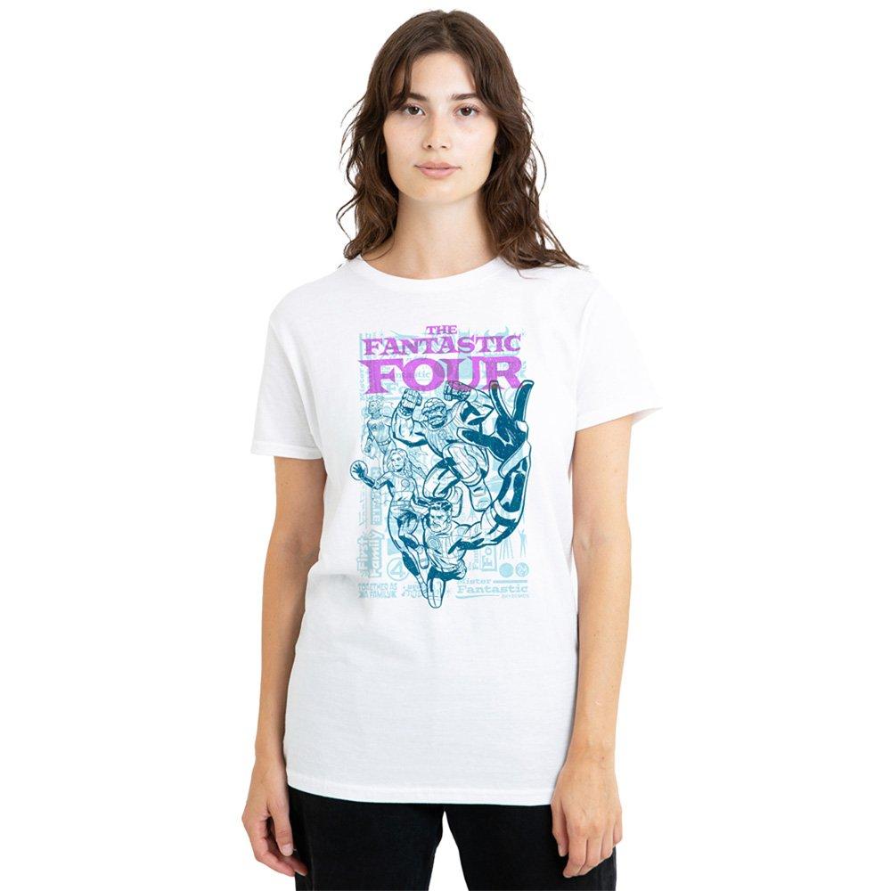 White - Marvel - Fantastic Four Lineart Heroic First Family T-Shirt - 1