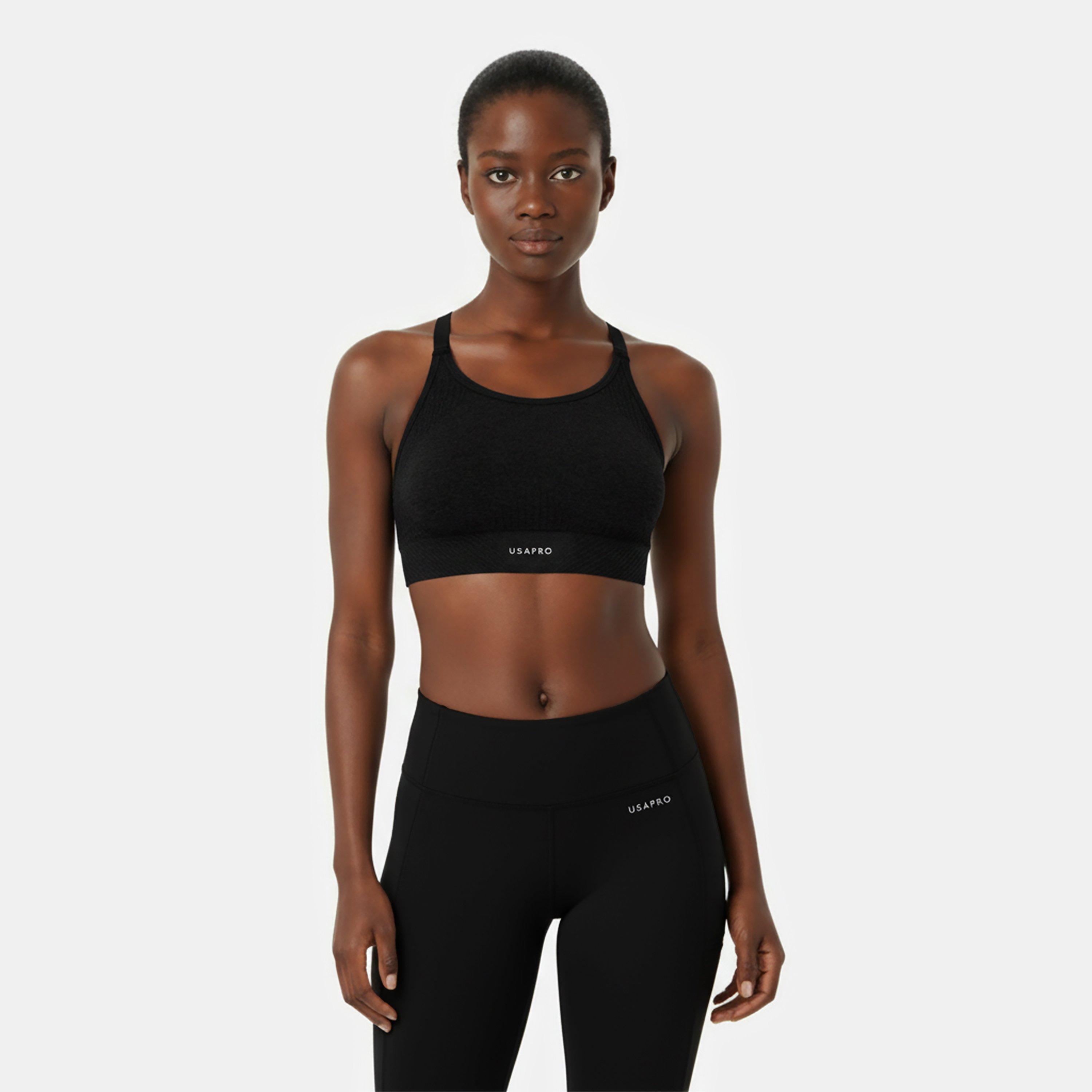 Schwarz - USA Pro - UP Seamless Adjustable Sports Bra - 3