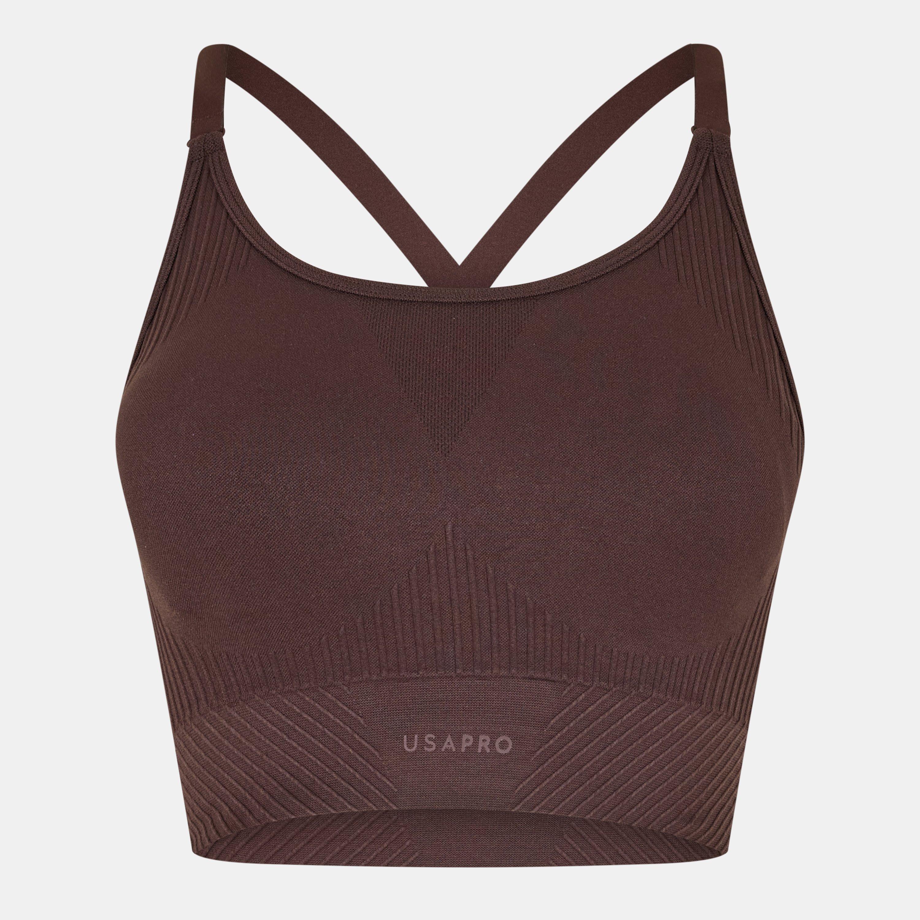 Usa Pro Women's Up Seamless Adjustable Sports Bra - Espresso - 14 (42)
