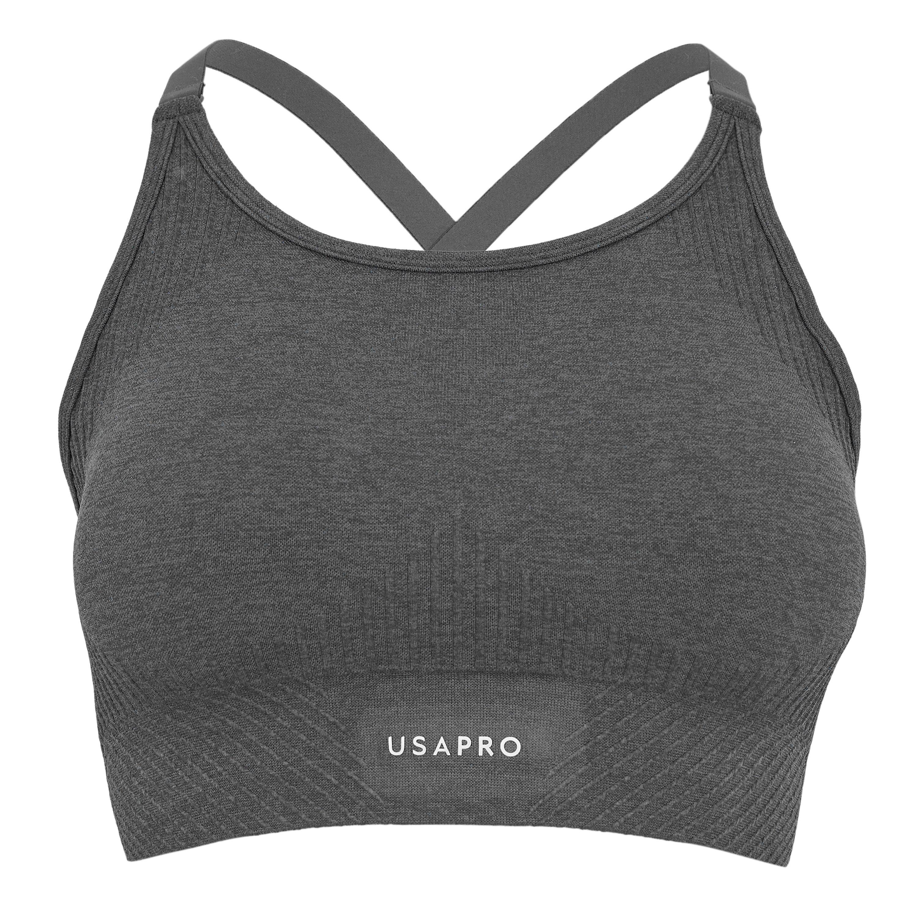 Charcoal - USA Pro - UP Seamless Adjustable Sports Bra - 1