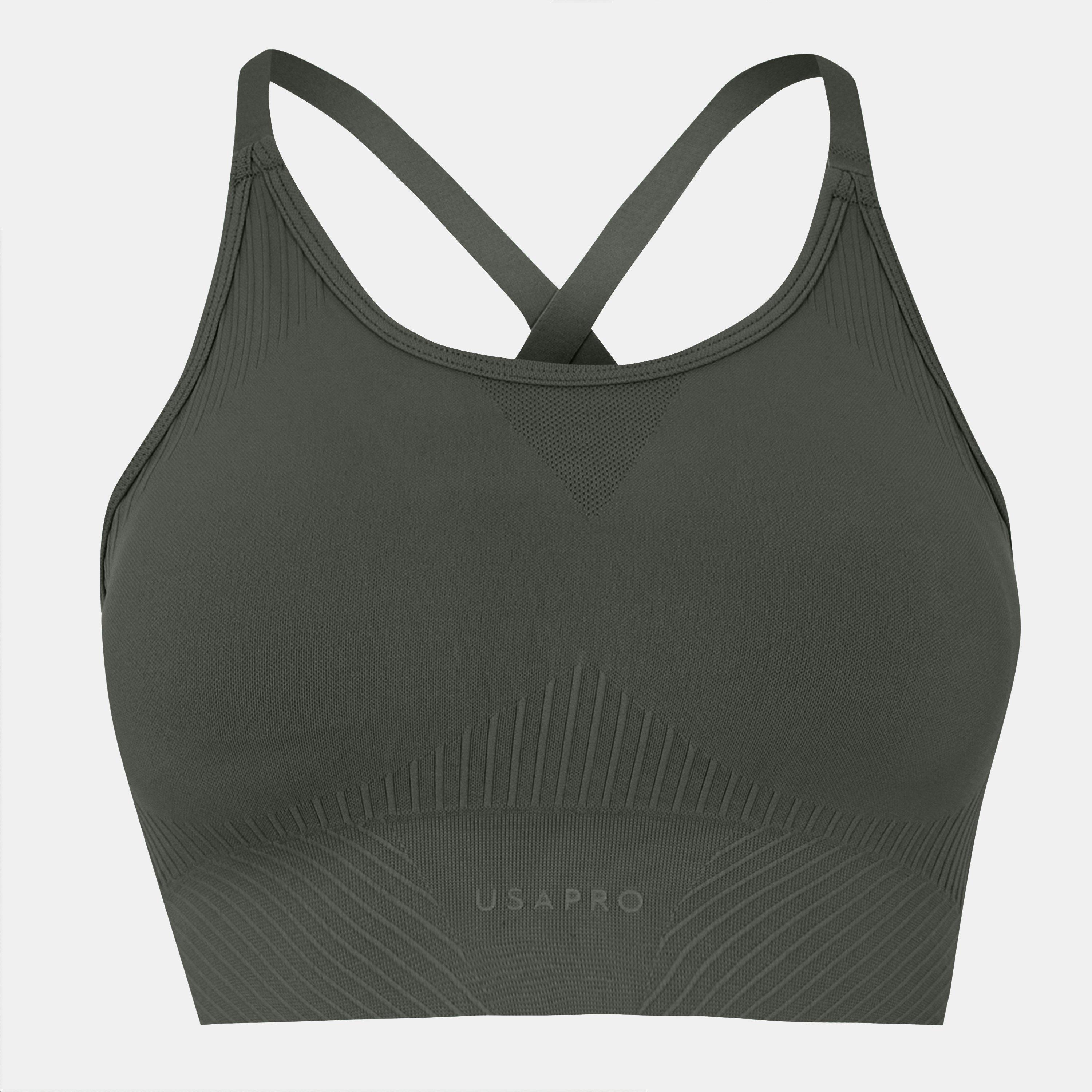 Usa Pro Women's Up Seamless Adjustable Sports Bra - Khaki - 14 (42)