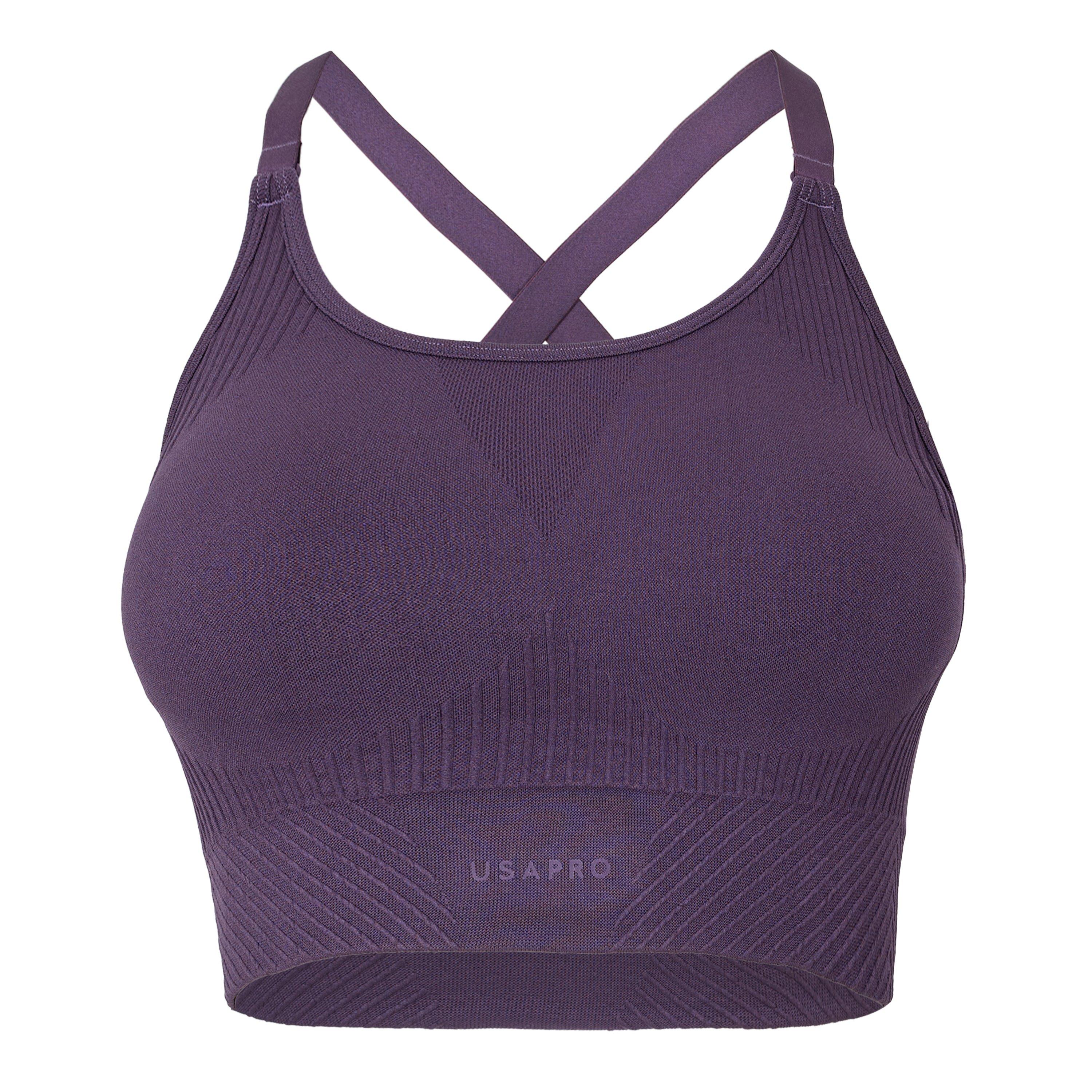 Usa Pro Women's Up Seamless Adjustable Sports Bra - Deep Plum - 12 (40)