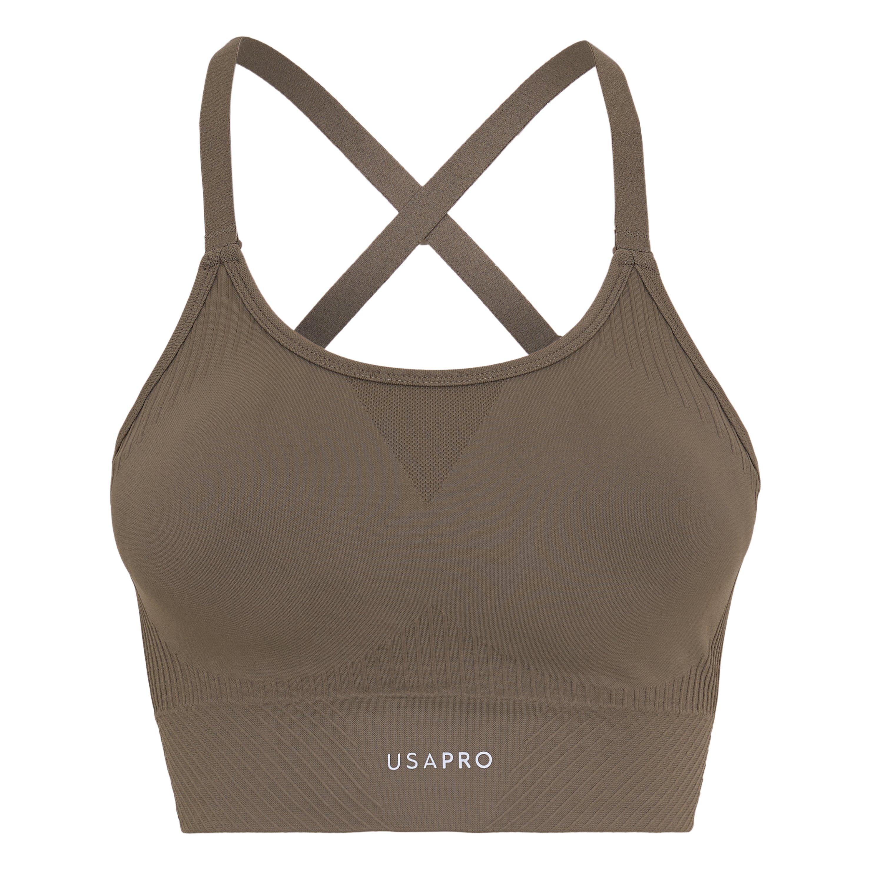 Usa Pro Women's Up Seamless Adjustable Sports Bra - Warm Ash - 8 (36)