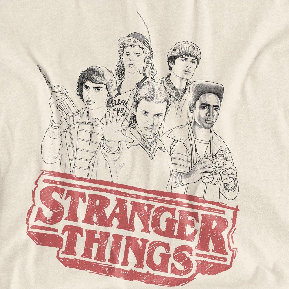 Beige - Stranger Things - Stranger Things Sketch Group Logo T-Shirt Natural - 2