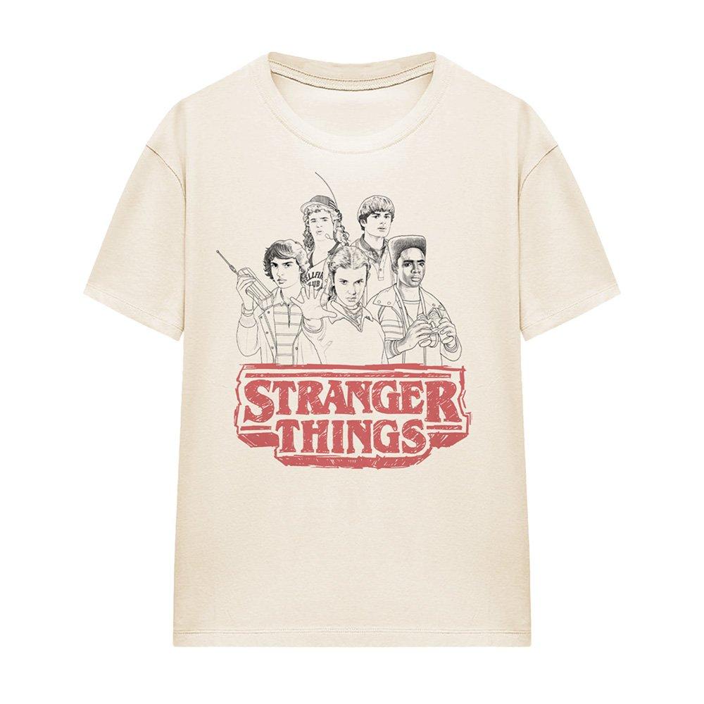 Beige - Stranger Things - Stranger Things Sketch Group Logo T-Shirt Natural - 4