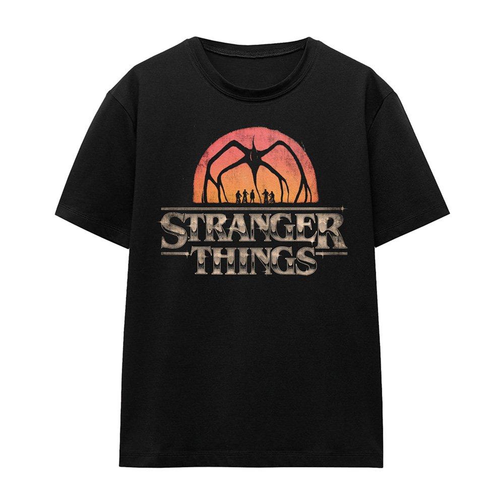 Black - Stranger Things - Stranger Things Sunset Logo T-Shirt Black - 4