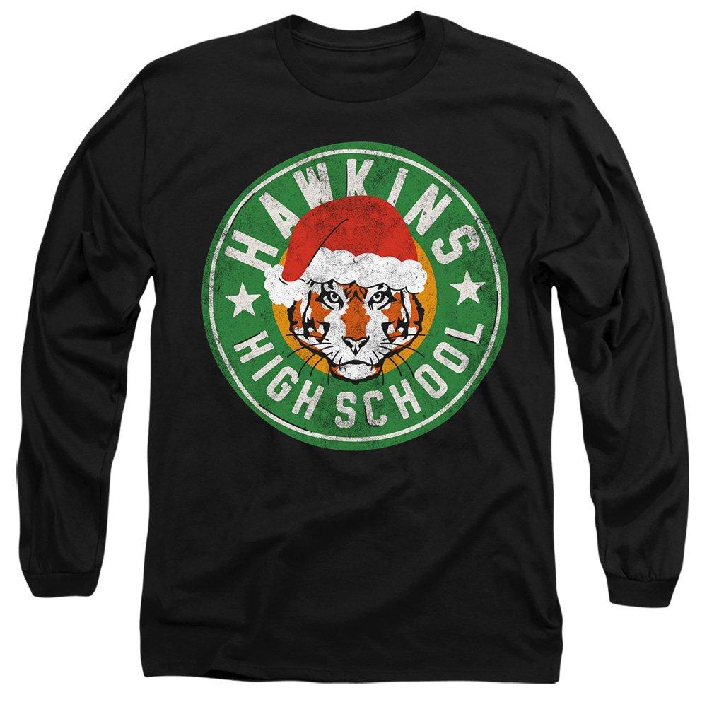 Stranger Things Men's Hawkins High School Christmas Logo - Black - L