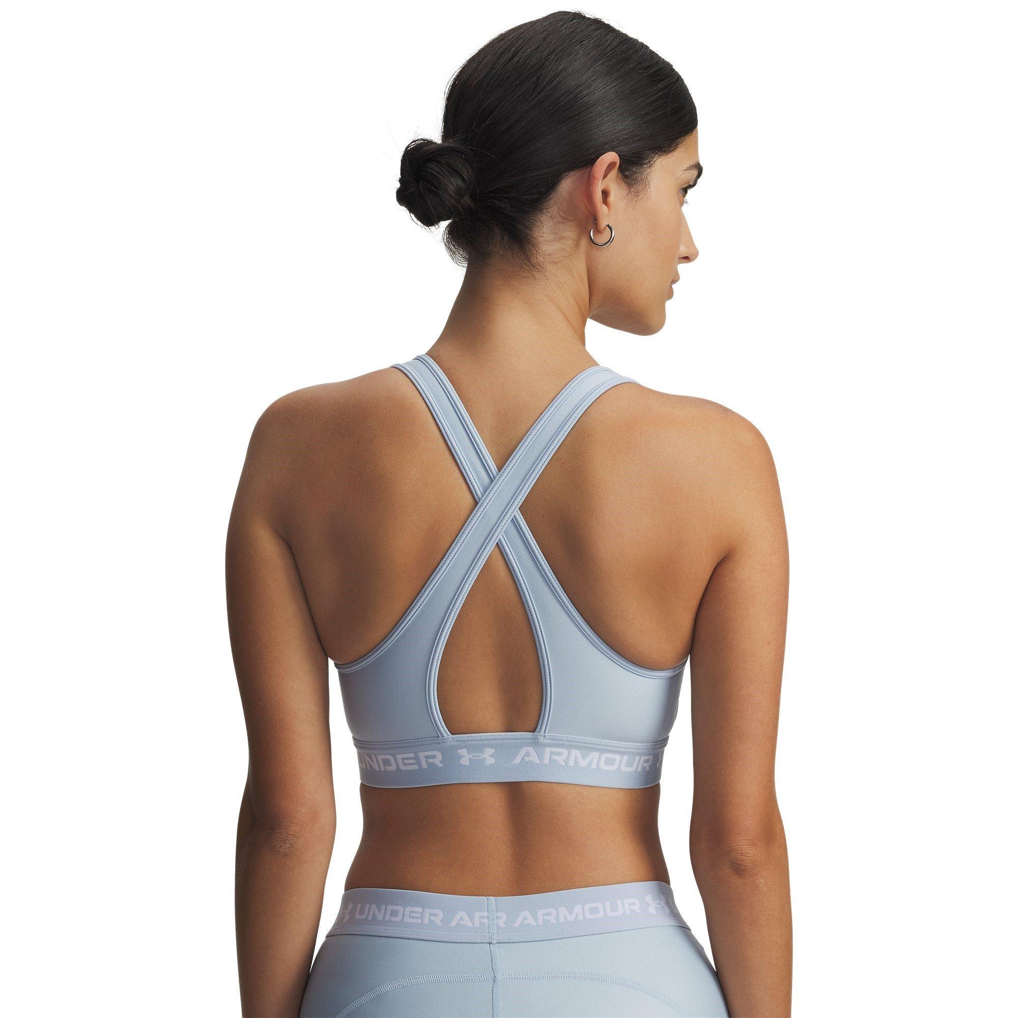 Blue Calm/White - Under Armour - Mid Crossback Womens Sports Bra - 2