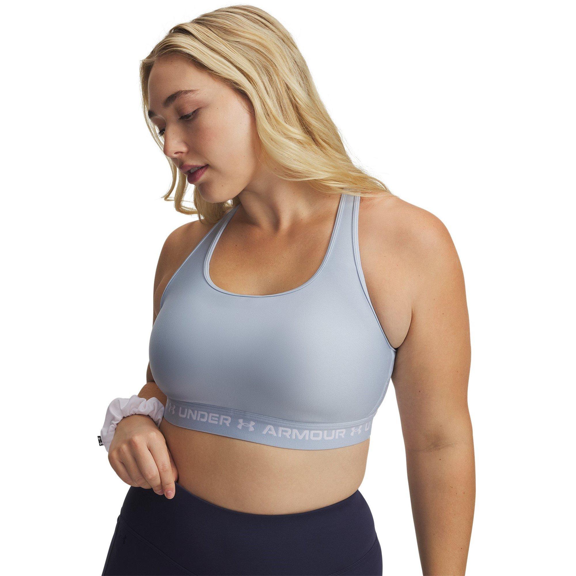 Blue Calm/White - Under Armour - Mid Crossback Womens Sports Bra - 11