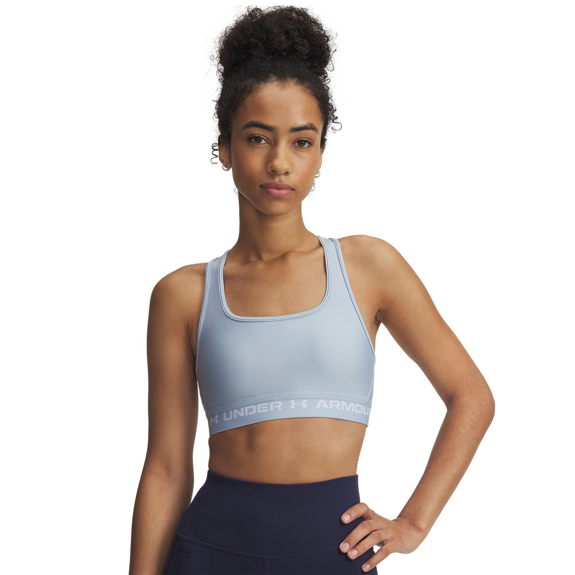 Blue Calm/White - Under Armour - Mid Crossback Womens Sports Bra - 3