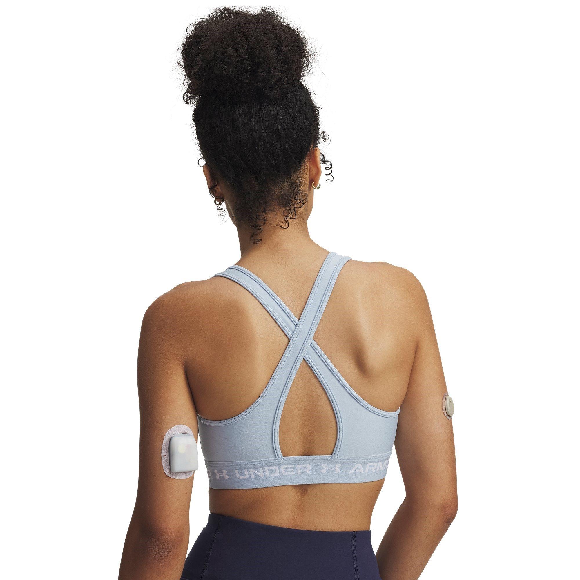 Blue Calm/White - Under Armour - Mid Crossback Womens Sports Bra - 4
