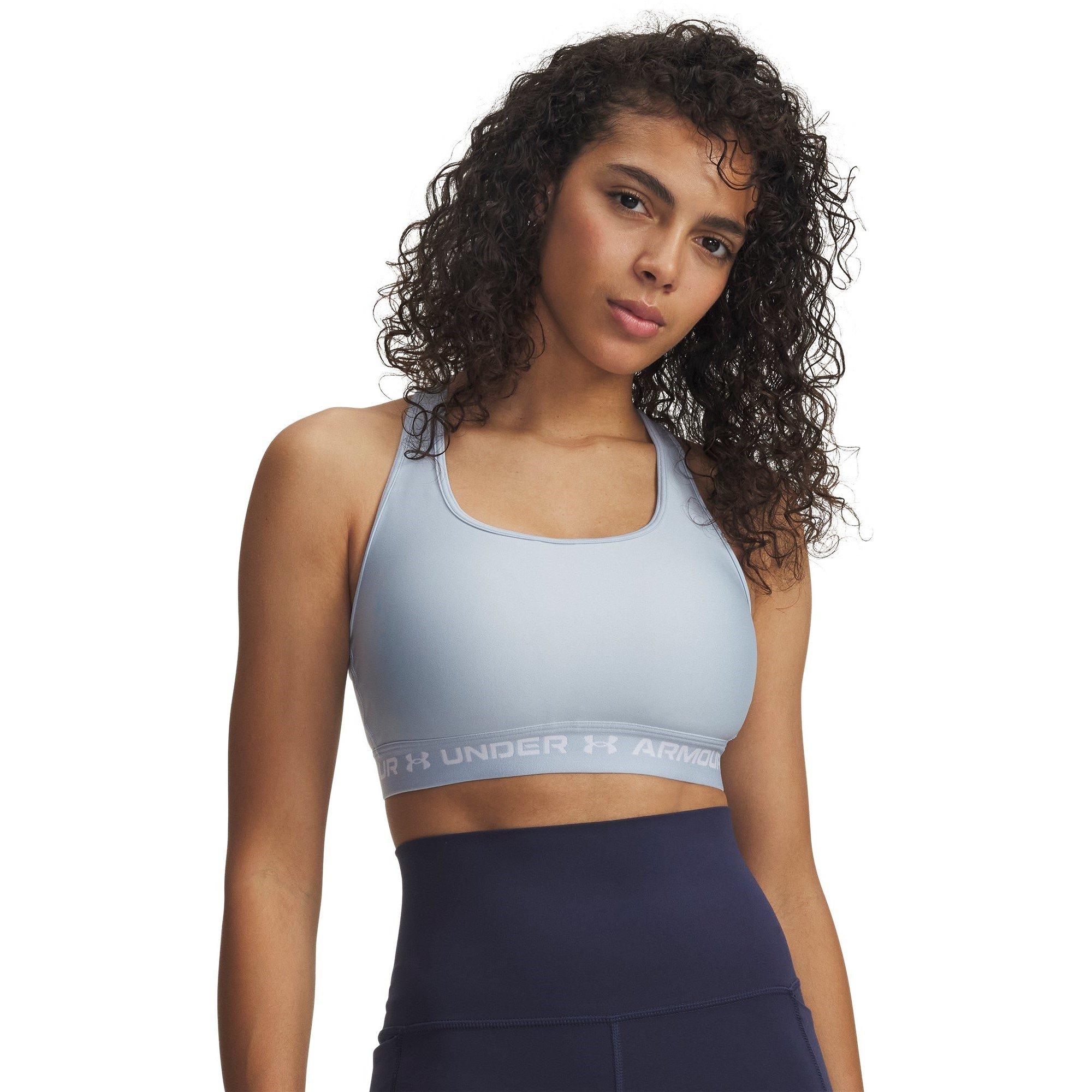 Blue Calm/White - Under Armour - Mid Crossback Womens Sports Bra - 5