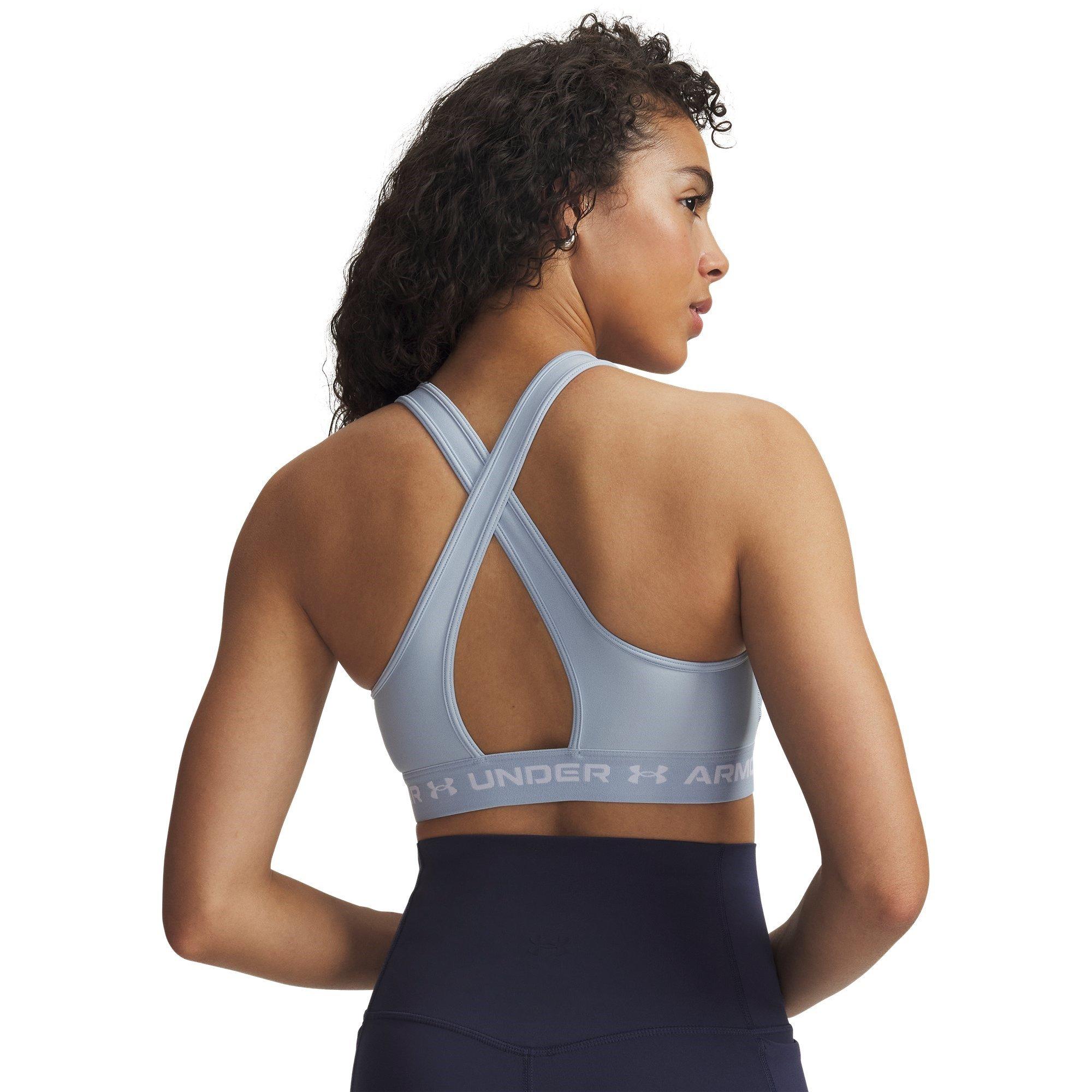 Blue Calm/White - Under Armour - Mid Crossback Womens Sports Bra - 6