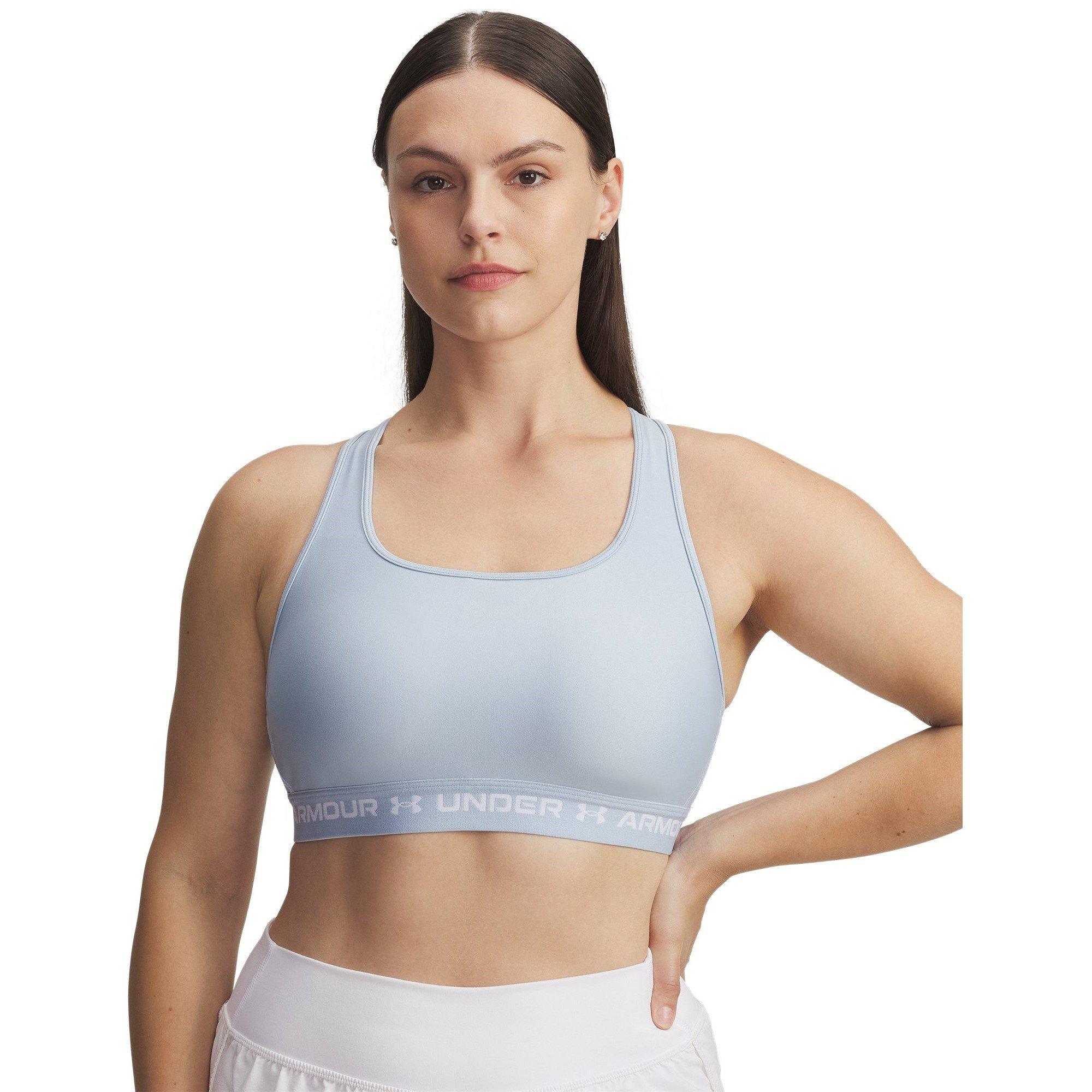 Blue Calm/White - Under Armour - Mid Crossback Womens Sports Bra - 7