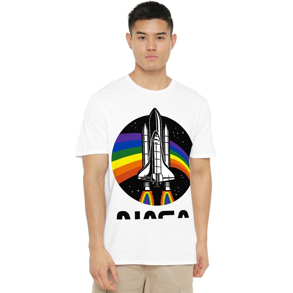 NASA NASA Nasa Rainbow Cotton Mens T-Shirt White