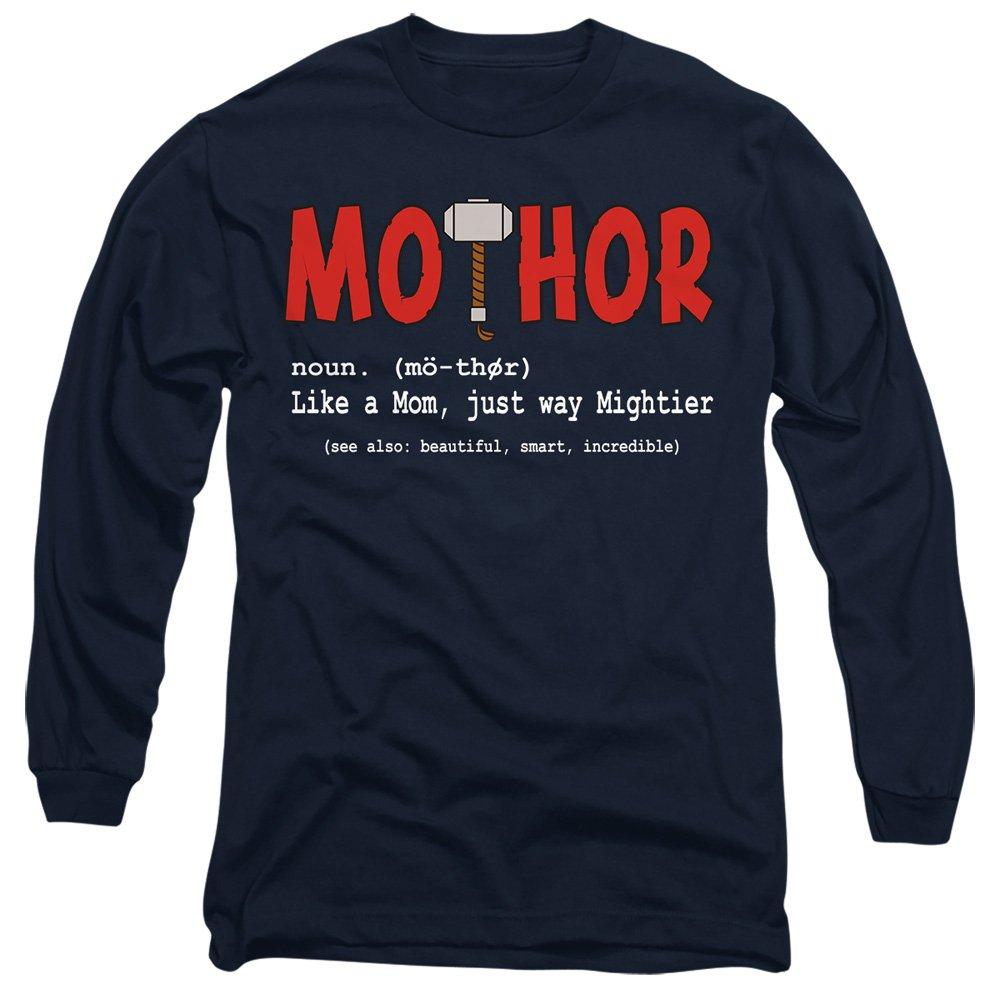 Marvel Men's Thor Mothers Day Mothor Long Sleeve T-Shirt Navy - L