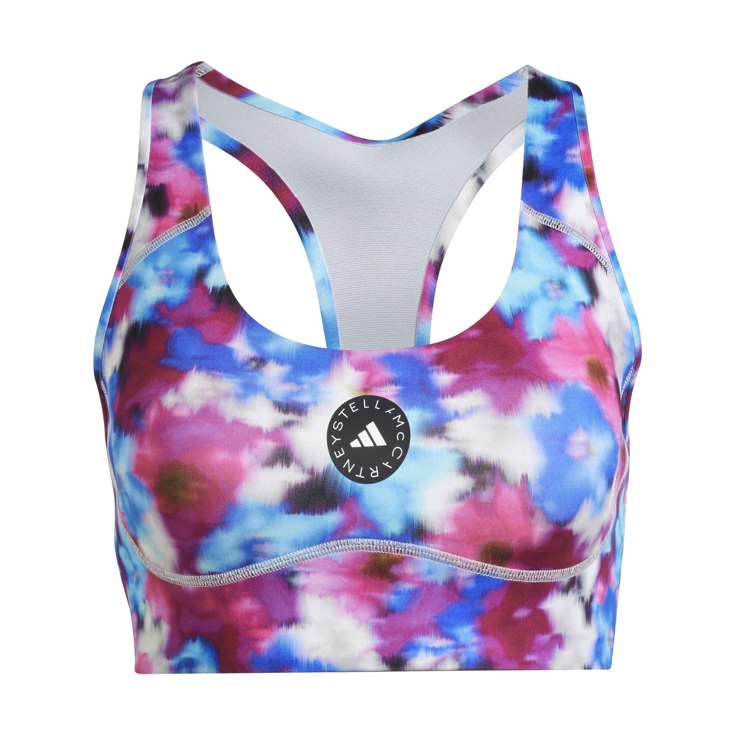 signal cyan - adidas by Stella McCartney - Women's Printed Medium Impact Sports Bra - 6